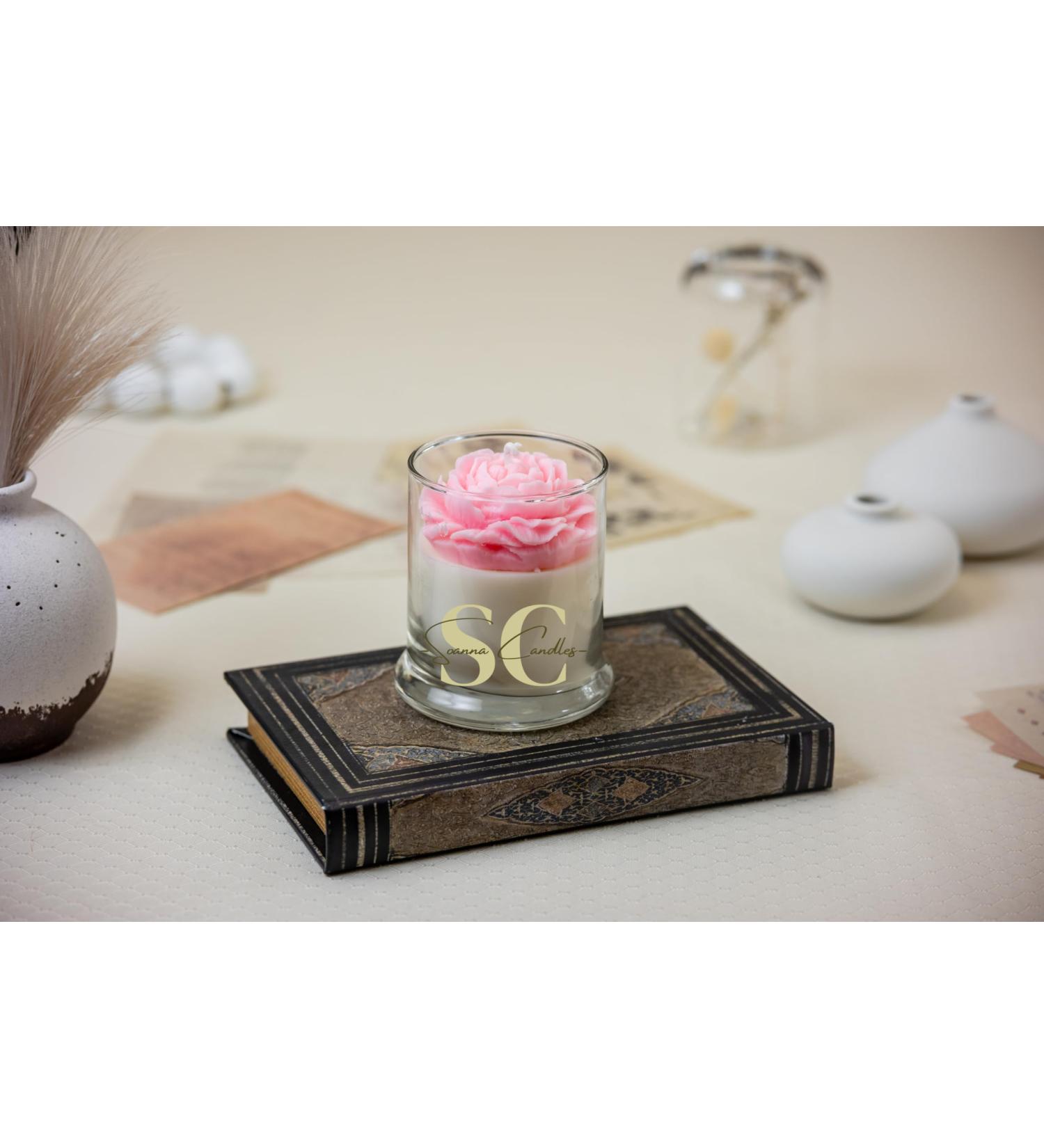 Buy Decorative Peony Candle - 100% Natural Soy Wax for Gender Reveal Birthday & Wedding | Pink Lily Matcha - Buy Online on GoSupps.com