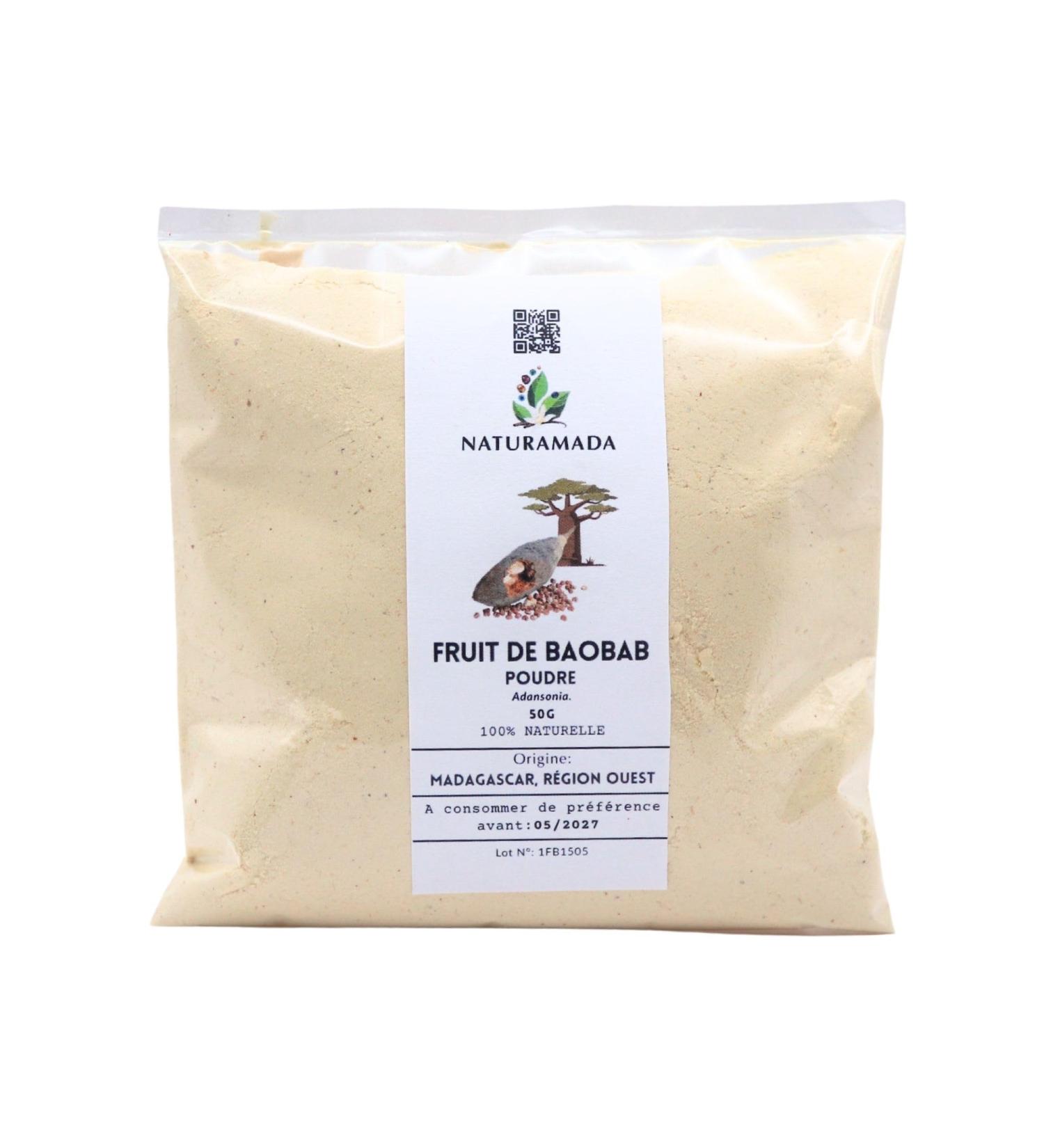 Naturamada Naturamada - Baobab powder Madagascar Adansonia sp dried fruit pulp 100% Natural Smoothie Infusion Cooking 50g