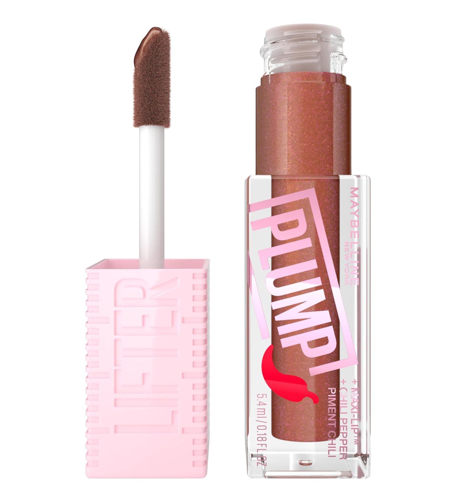 Maybelline New York Lifter Plump Lip Gloss Lasting Plump Heated Formula with Hyaluronic Acid and Chilli Pepper XL Wand Vegan Formula Shade: 007 Cocoa Zing - Buy Online on GoSupps.com
