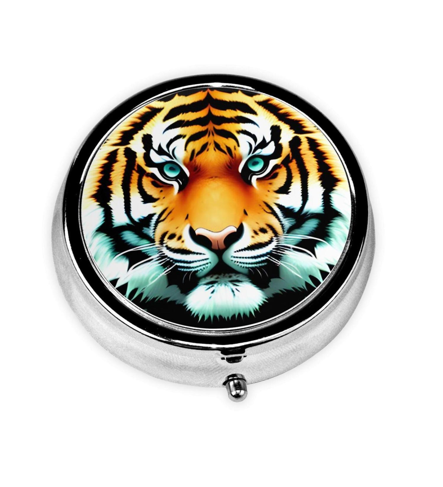 Little Fat Tiger Round Pill Box Organizer - 3 Compartment Travel Pill Box for Easy Medication Storage - Buy Online on GoSupps.com