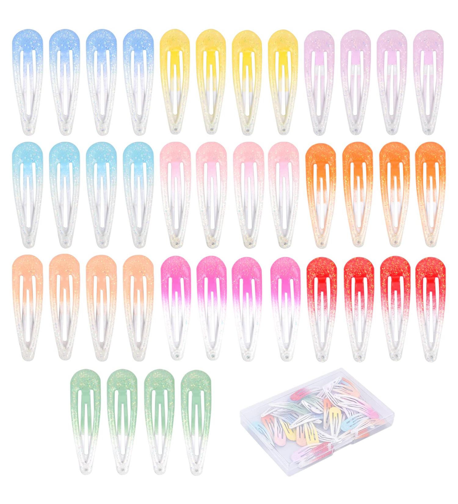 Jinlaili 40 Pack Colorful Glitter Hair Clips for Kids & Women 5cm Snap Metal Hair Accessories - Buy Online on GoSupps.com
