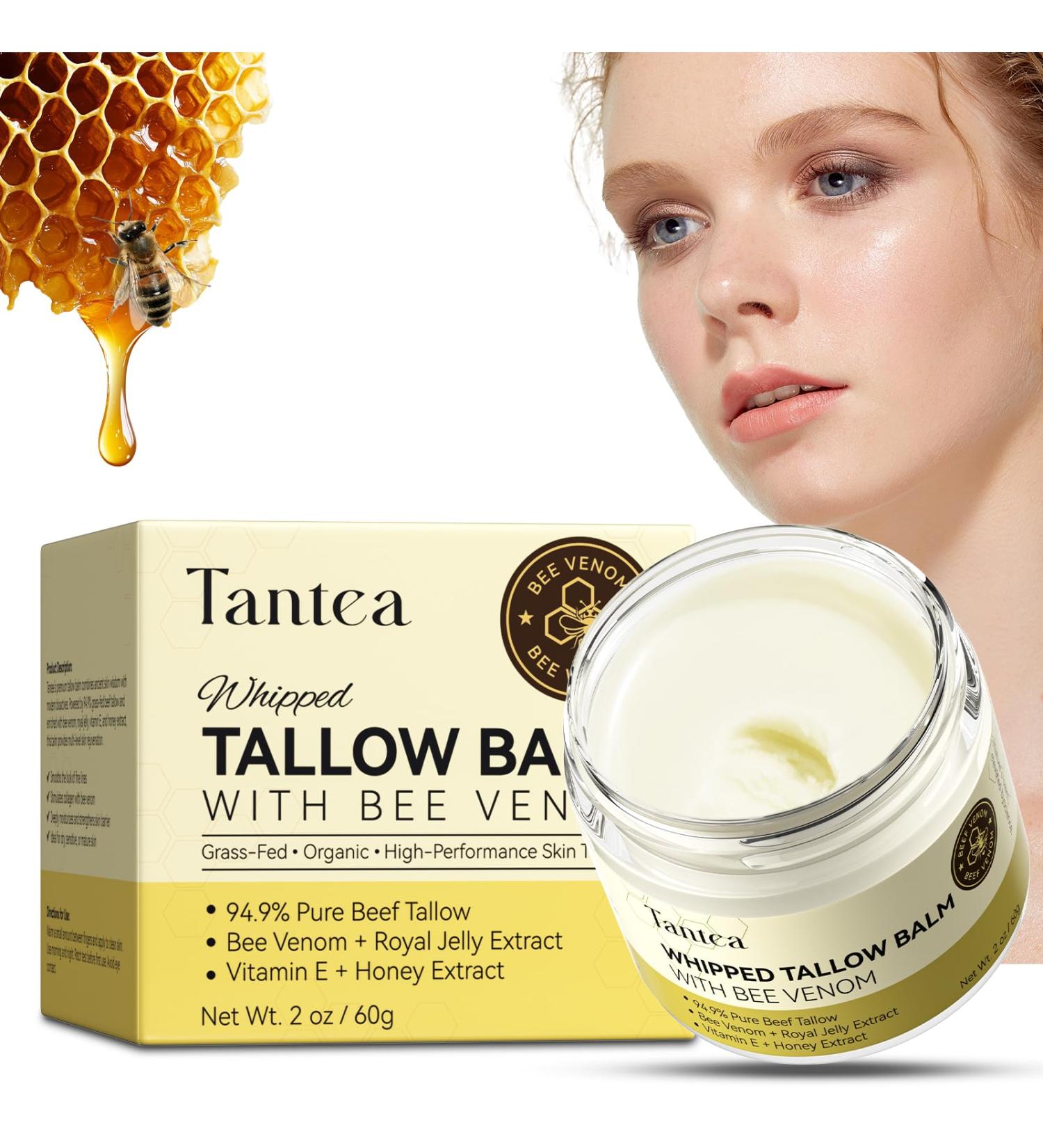 Beef Tallow for Skin with New Zealand Bee Venom, 7x Stronger Formula, 100% Grass-Fed Beef Tallow for Face, Bee Venom Cream for Body & Face Moisturizer, Soothes Cracked & Dry Sensitive Skin (2 oz) - Buy Online on GoSupps.com