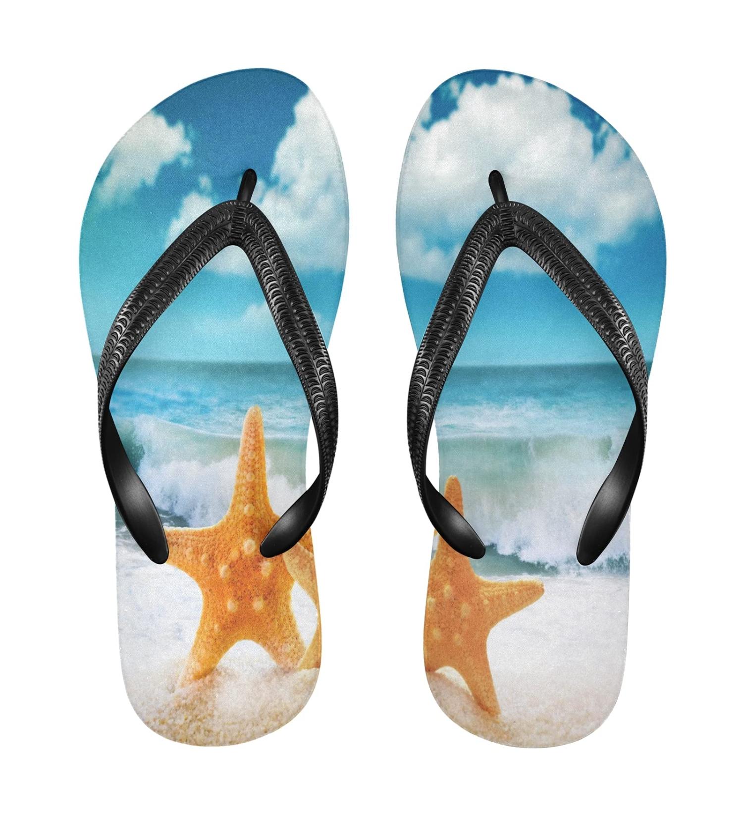 Mnsruu Ocean Wave Flip Flops | Sand Beach Summer Sandals for Men & Women | Travel Home & Spa Use | XS Size - Buy Online on GoSupps.com