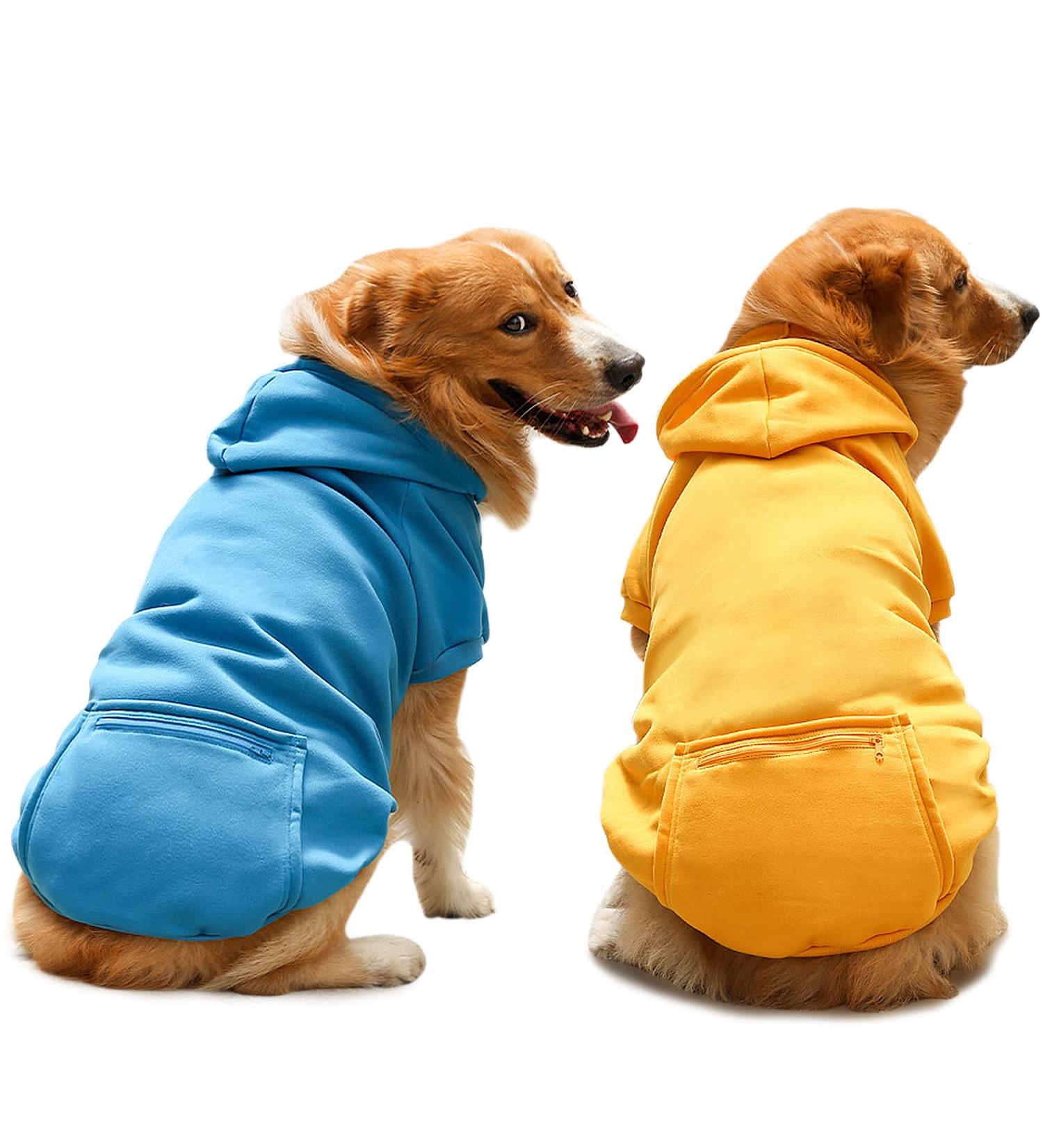Dog Hoodie 2-Piece Sweater with Hat & Pocket for X-Small Dogs - Blue & Yellow - Buy Online on GoSupps.com