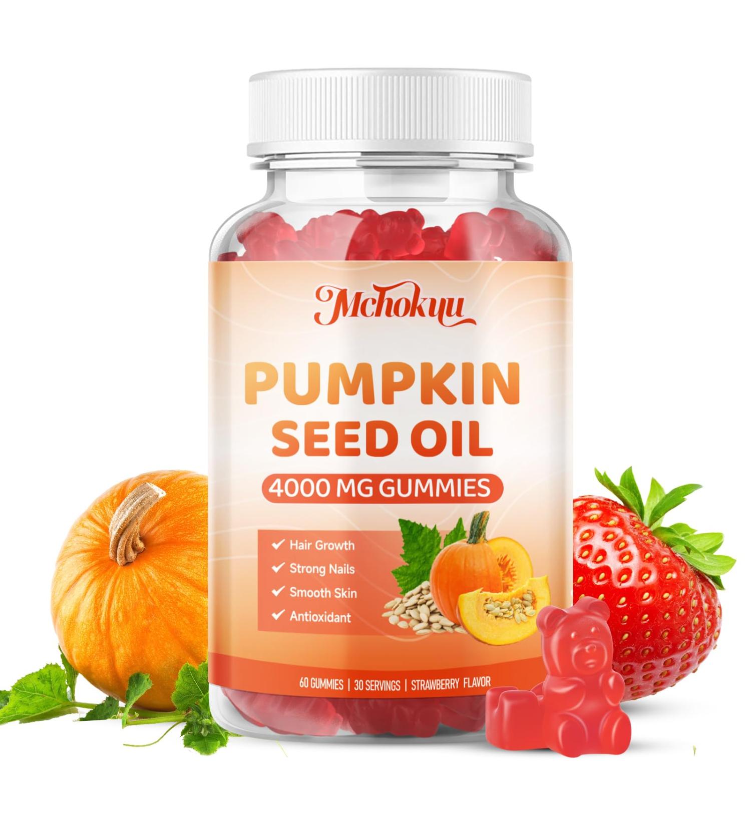 Pumpkin Seed Oil Supplement Gummies 4000mg with Saw Palmetto for Hair Growth & Skin Health High Pure Extract for Women & Men Extra Strength Pumpkin Seed Strawberry Flavor 60 Count 60 Count (Pack of 1) - Buy Online on GoSupps.com