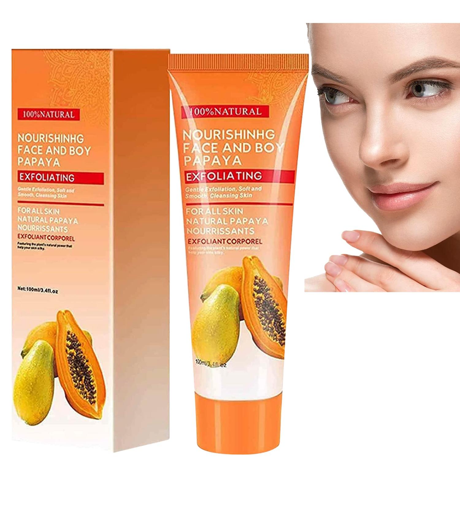 Papaya Whitening Deep Exfoliator Facial Scrub Exfoliating Cleanser Papaya Whitening Peeling Gel Whitening Brightening Exfoliating Peeling Gel for Women Girls for All Skin Types 100ml - Buy Online on GoSupps.com