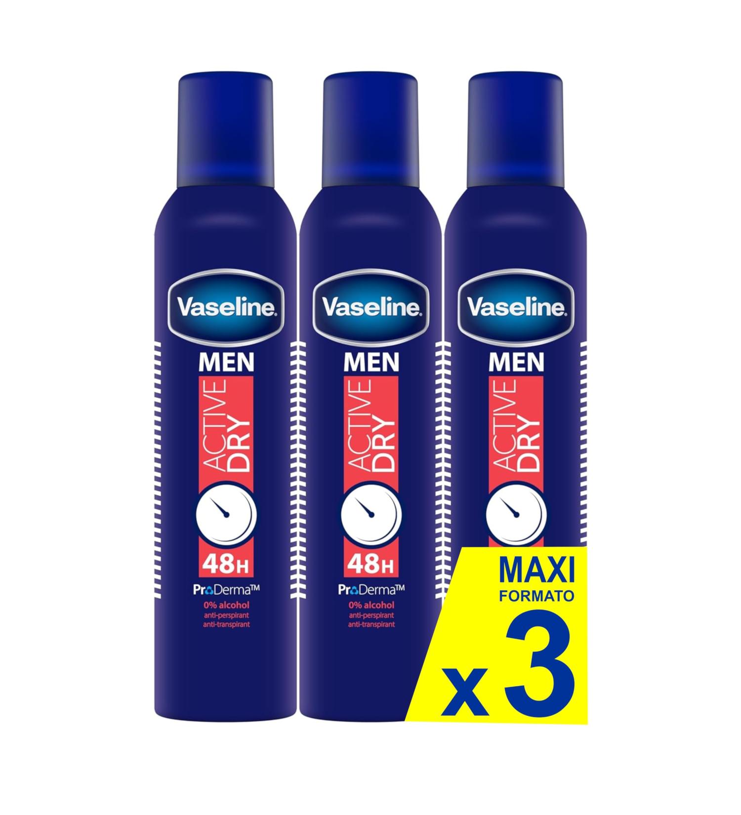  Vaseline Vaseline Men Active Dry 48h 250ml (lot de 3) - Buy Online on GoSupps.com