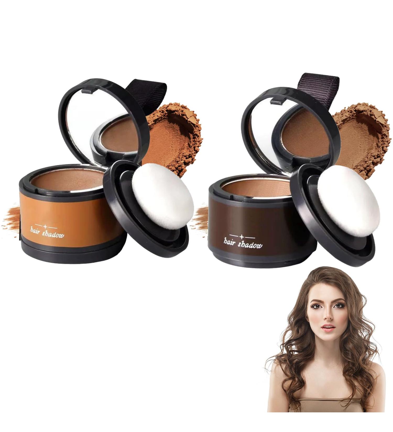 Lot de 2 poudres de racines pour paissir les cheveux pour femmes et hommes couverture longue dur e couverture des cheveux gris poudre avec ponge miroir marron fonc + marron clair - Buy Online on GoSupps.com