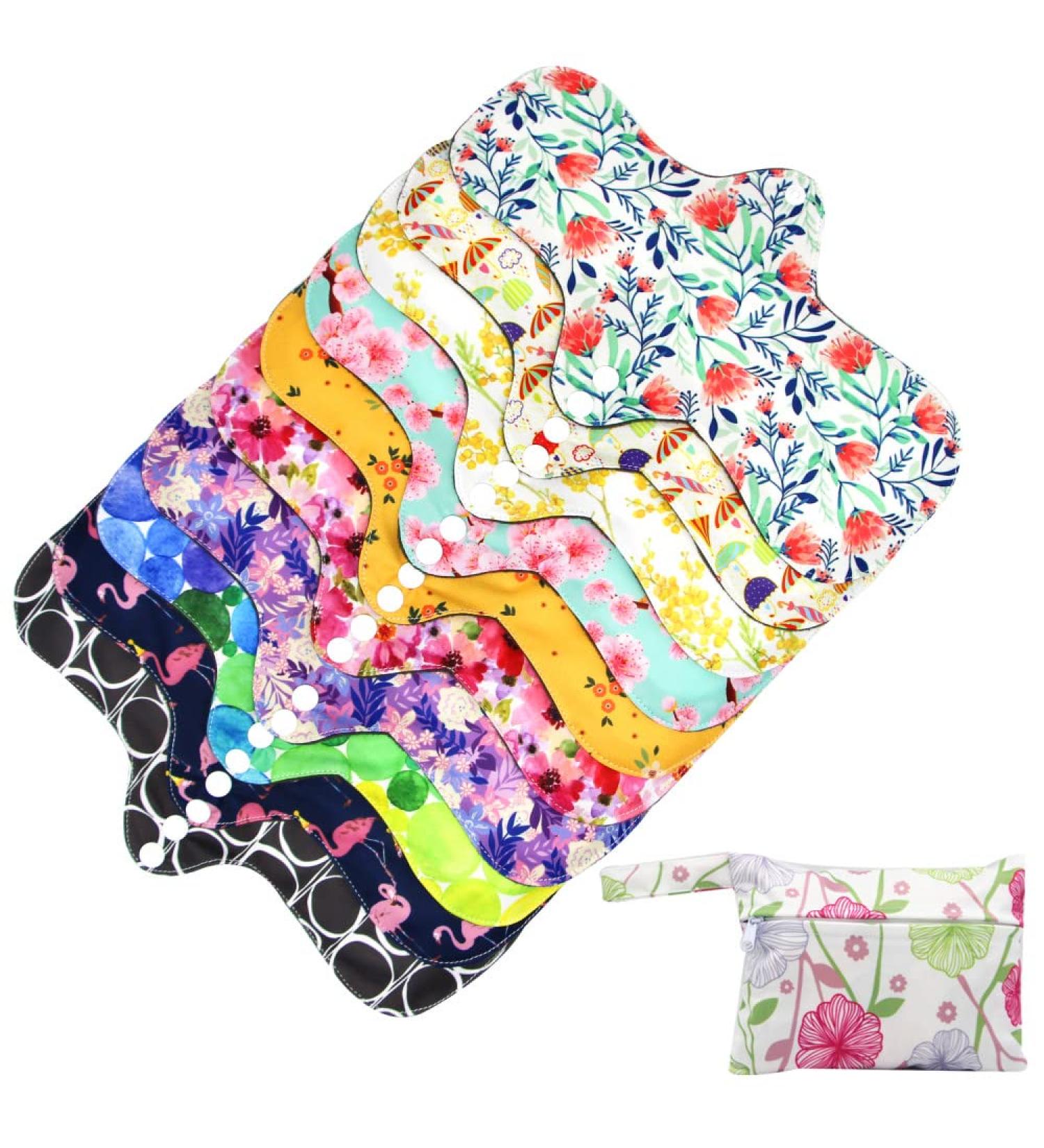 Asenappy Reusable Menstrual Pads - Bamboo Charcoal Menstrual Cloth Pads | Heavy Incontinence Pads | Reusable Sanitary Pads - Pack of 5  1 Cloth Mini Wet Bag 5xlround - Buy Online on GoSupps.com