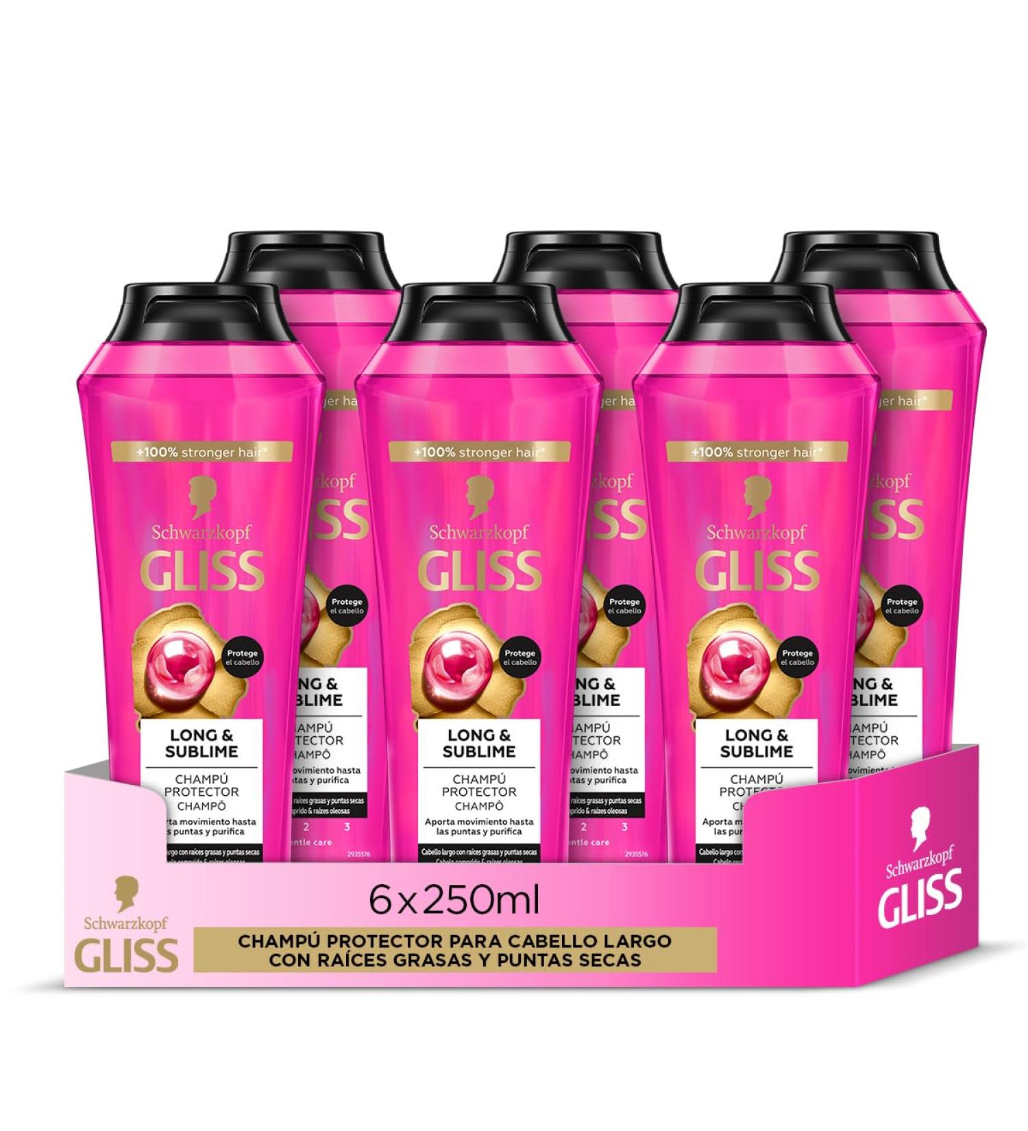 Henkel Ib rica Gliss Shampoo for long hair with oily roots Long&Sublime 4 x 250ml Protective range - Buy Online on GoSupps.com