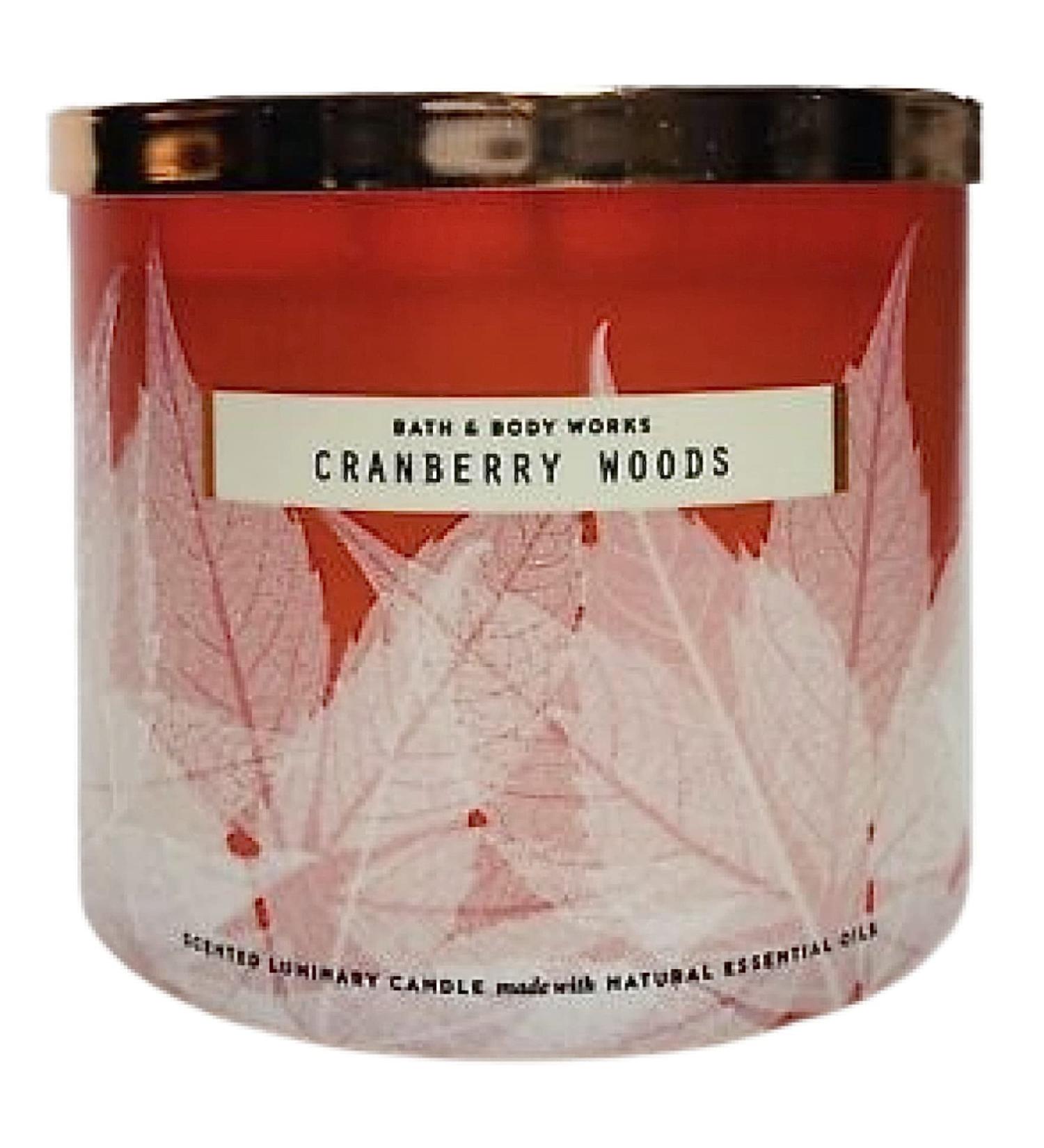 Bath & Body Works White Barn 3-Wick Candle w/Essential Oils - 14.5 oz - 2021 Autumn! (Cranberry Woods)