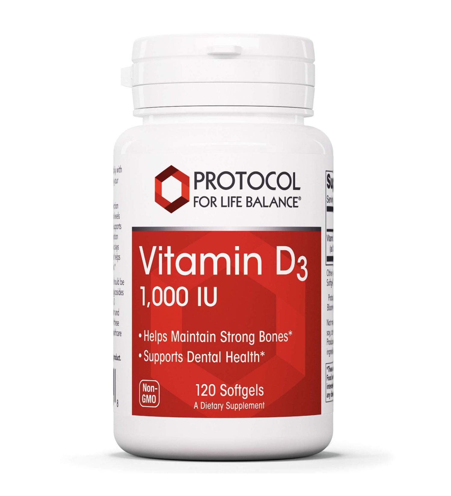 Protocol Vitamin D3 1000 IU - Immune Support & Bone Health - 120 Softgels - Buy Online on GoSupps.com