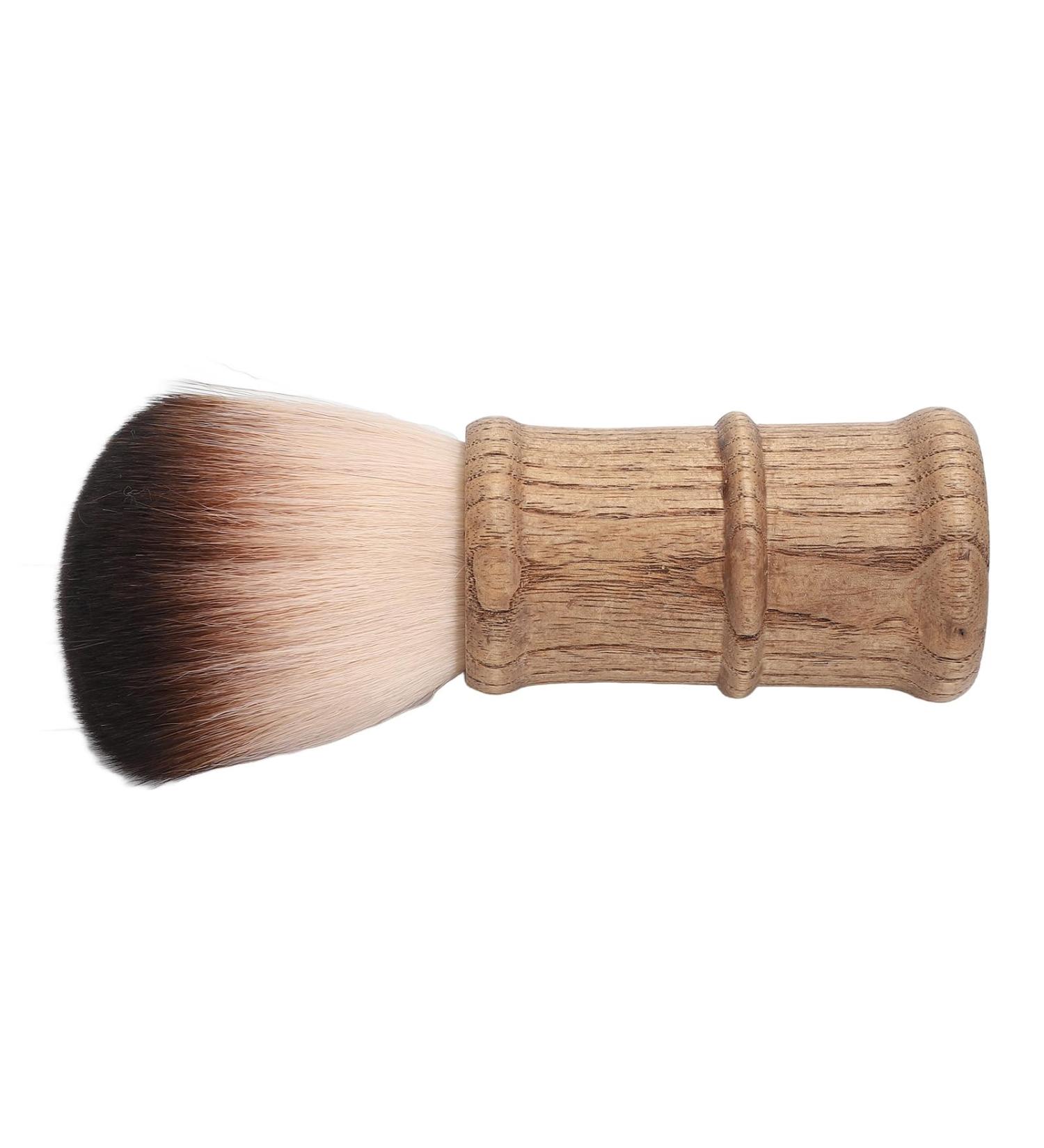 Qukaim Salon Neck Brush Hair Cutting Neck Dust Brush Fiber Hair Wooden Handle Home Salon Barber Neck Face Cleaning Brush - Buy Online on GoSupps.com