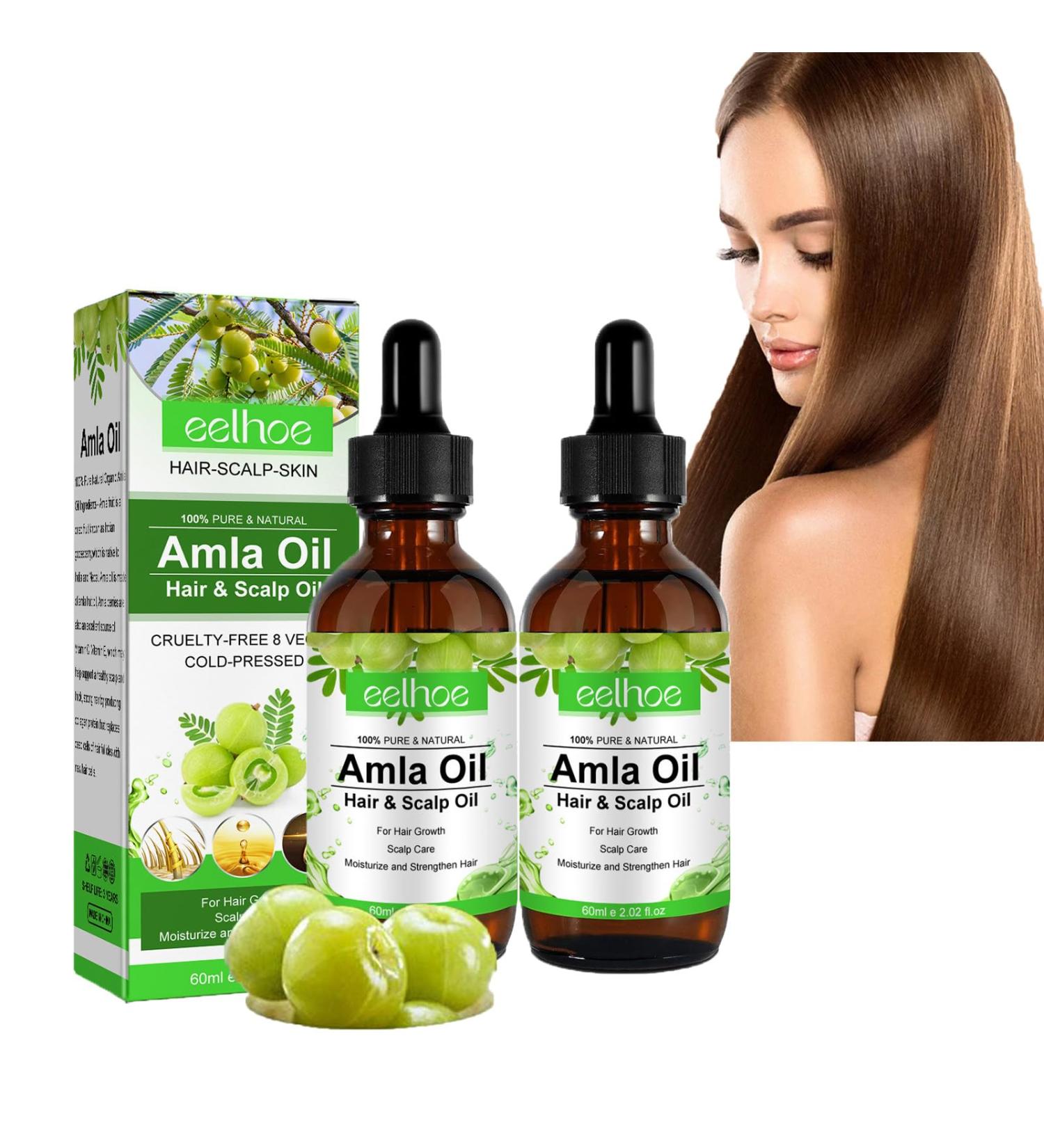 Hailmkont Amla Hair Oil Amla Oil for Hair Growth Against Hair Loss Stimulates Hair Growth for Body Massage Face and Skin Care 100% Pure Organic Amla Oil 60 ml Pack of 2 - Buy Online on GoSupps.com