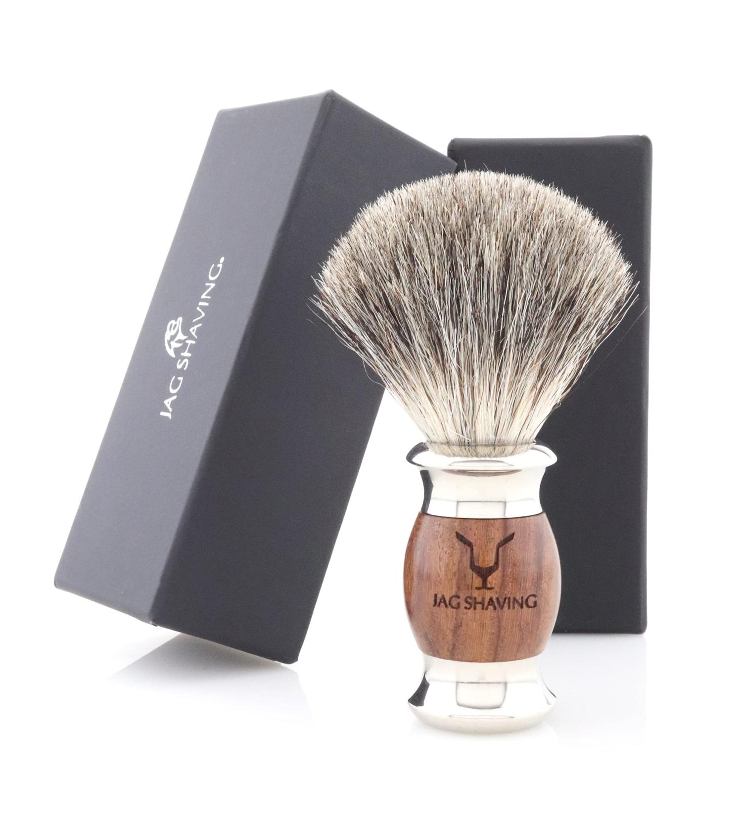 Jag Shaving Shaving Brush Wood and Metal Shaving Brush Badger Hair Shaving Brush Shaving Brush for Wet Shaving for Men and Women