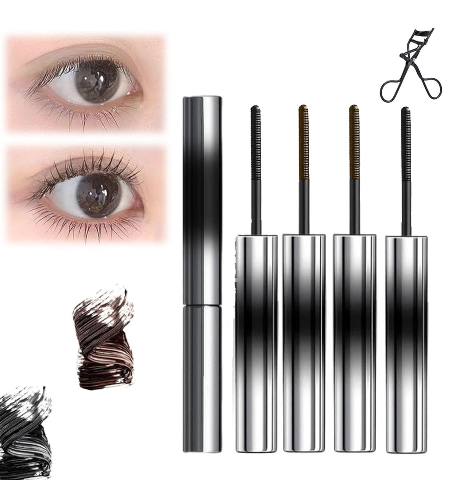Jade Rosebury Iron Wand Mascara 3D Curling Eyelash Iron Mascara Black Washable Metal Mascara Waterproof Long Lasting Curl Brushless Metal Wand Mascara for Women Voluming Lash Extensions 4pcs - Buy Online on GoSupps.com