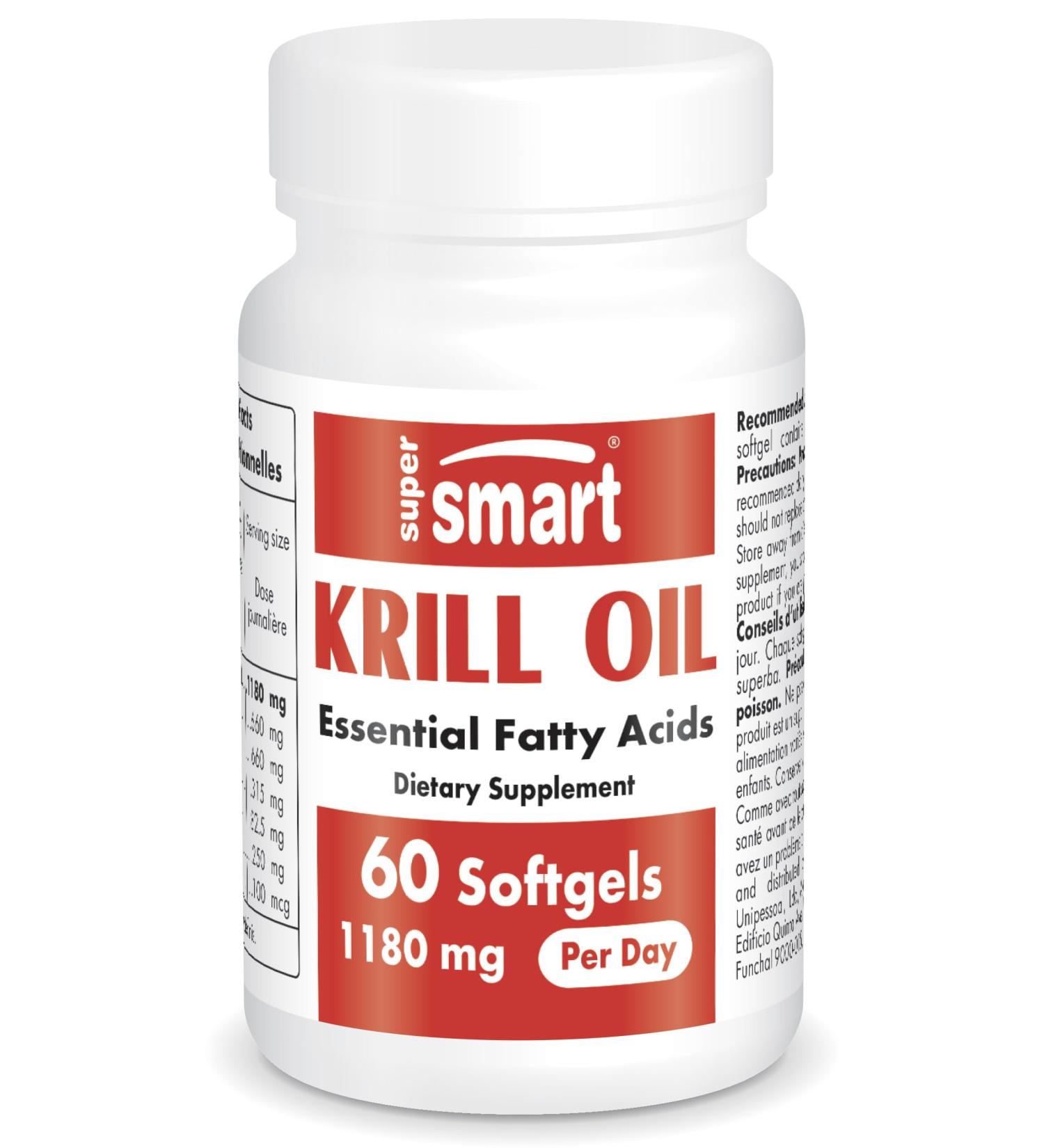 Buy Supersmart Krill l 1180 mg - Supports Healthy Blood Pressure & Rich in Omega-3 (EPA & DHA) - Antioxidants & Phospholipids - International Shipping Available - Buy Online on GoSupps.com