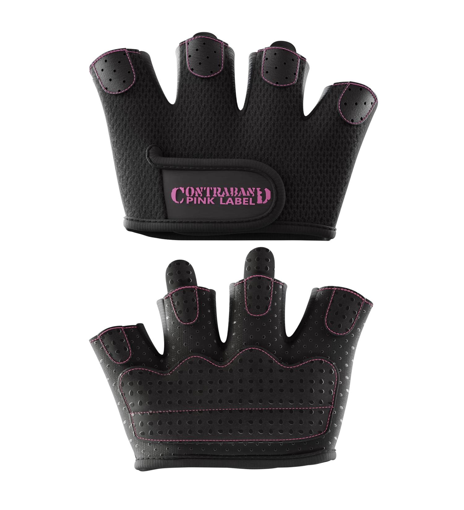 Contraband Pink Label 5537 Womens Micro Weight Lifting Gloves - Grip-Lock Silicone Padding - Apple Watch Friendly - Black Medium - Buy Online on GoSupps.com