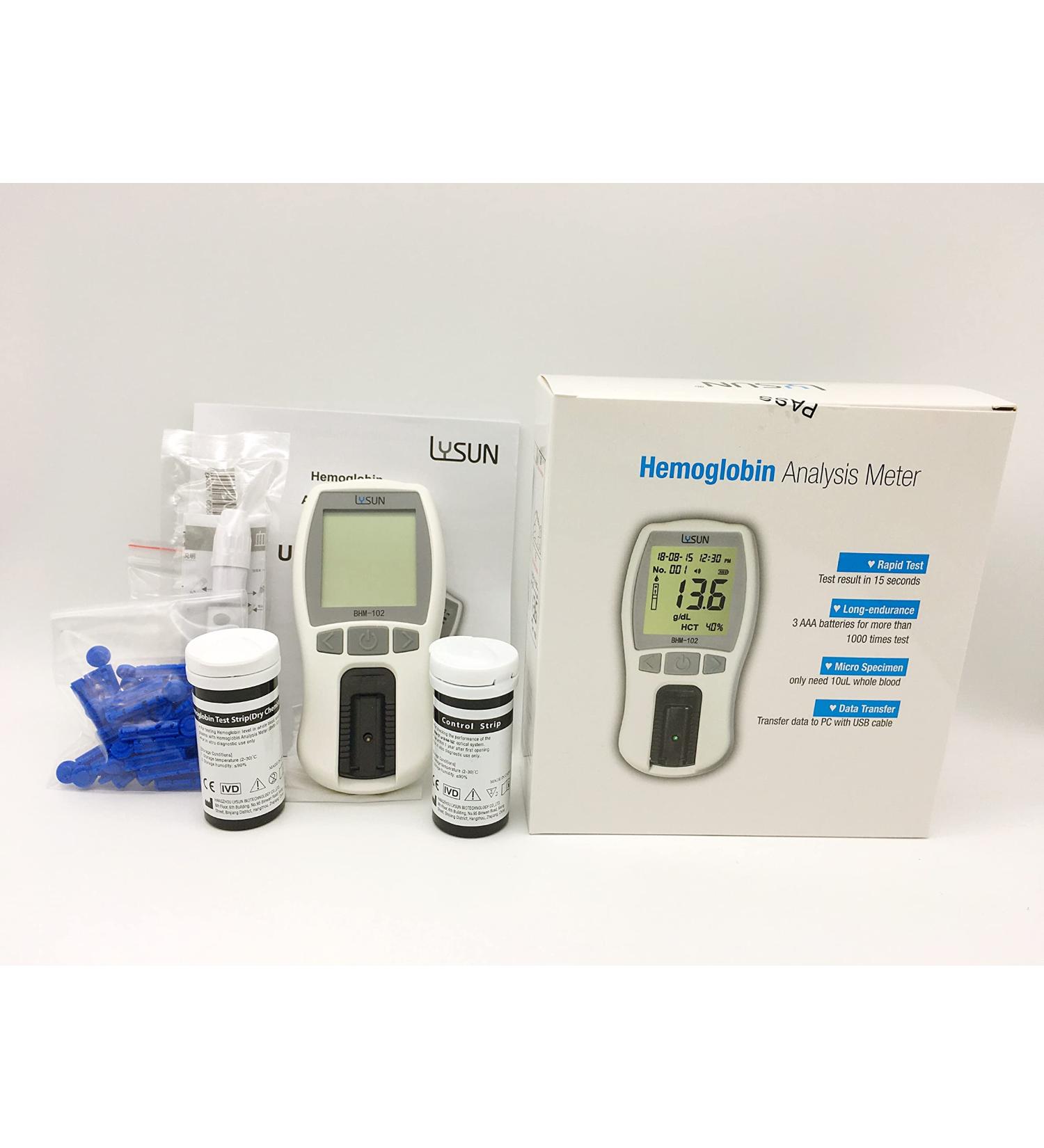 Lysun Hemoglobin Meter kit with 25pcs Strips WHITE