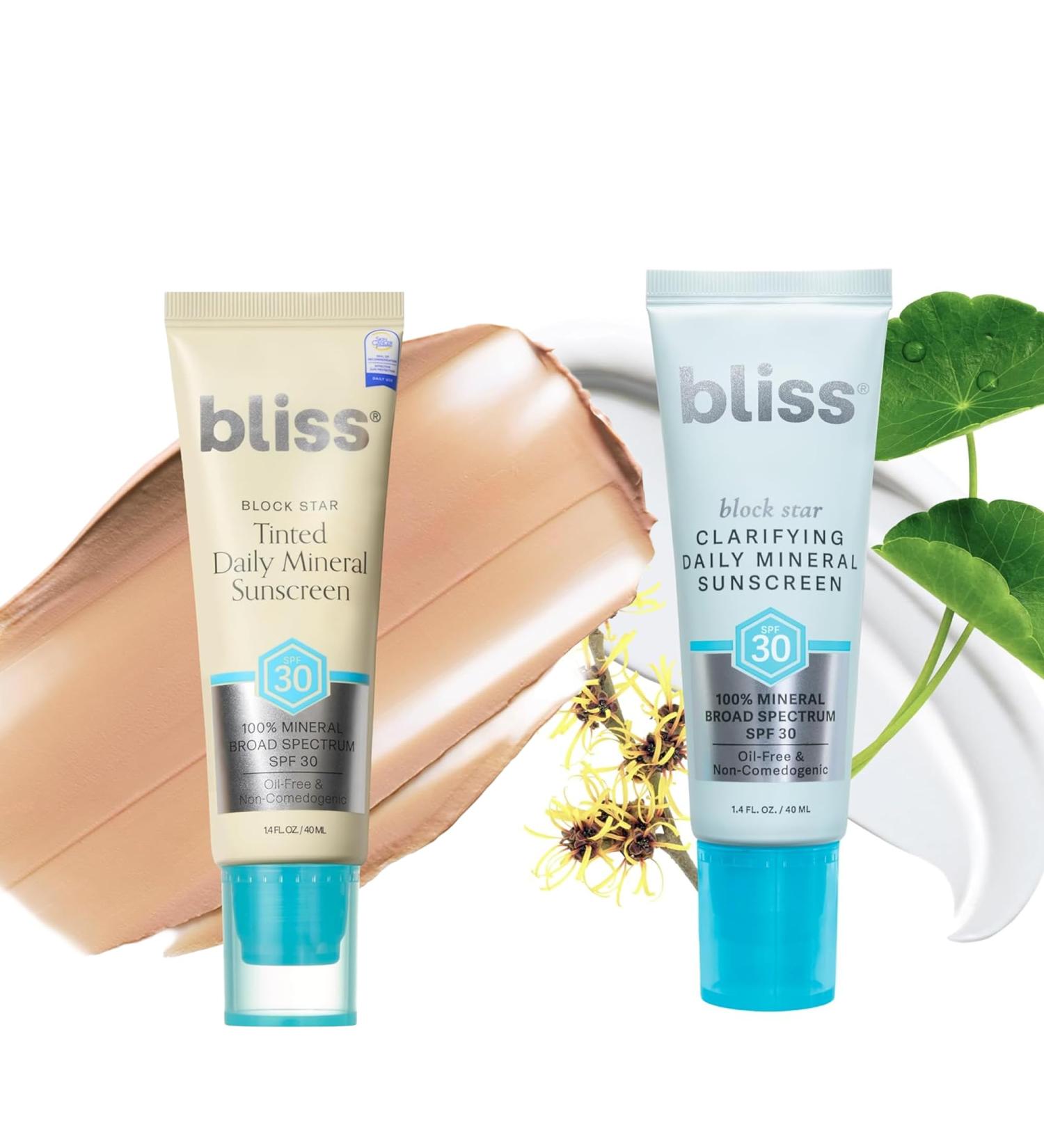 Bliss Block Star SPF 30 Duo | Daily Tinted Sunscreen + Clarifying Mineral Sunscreen - Buy Online on GoSupps.com