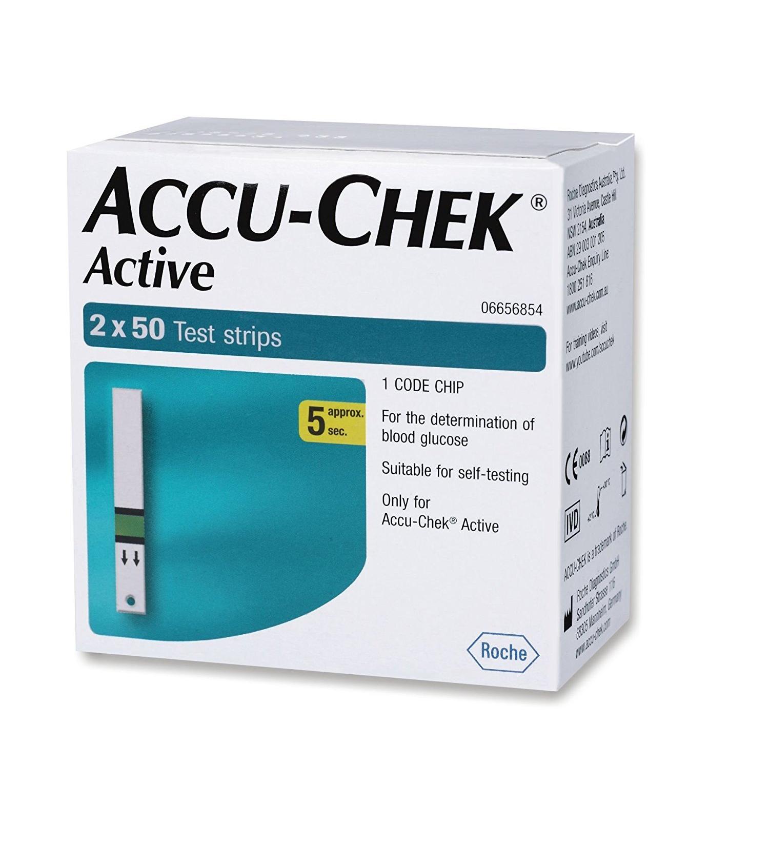 Accu Chek Pro - Accu - Chek Active 100 Strips (50x2) - (Multicolor)