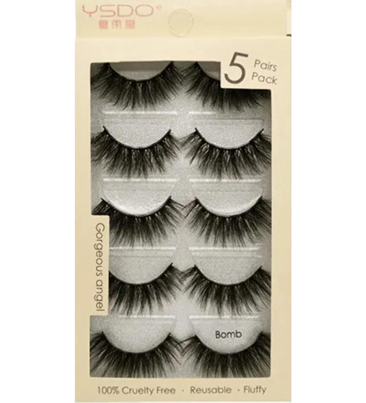 Luxury Cruelty Free Eyelashes Set with Rose Gold Applicator - Bomb Style (5 pairs) - Buy Online on GoSupps.com