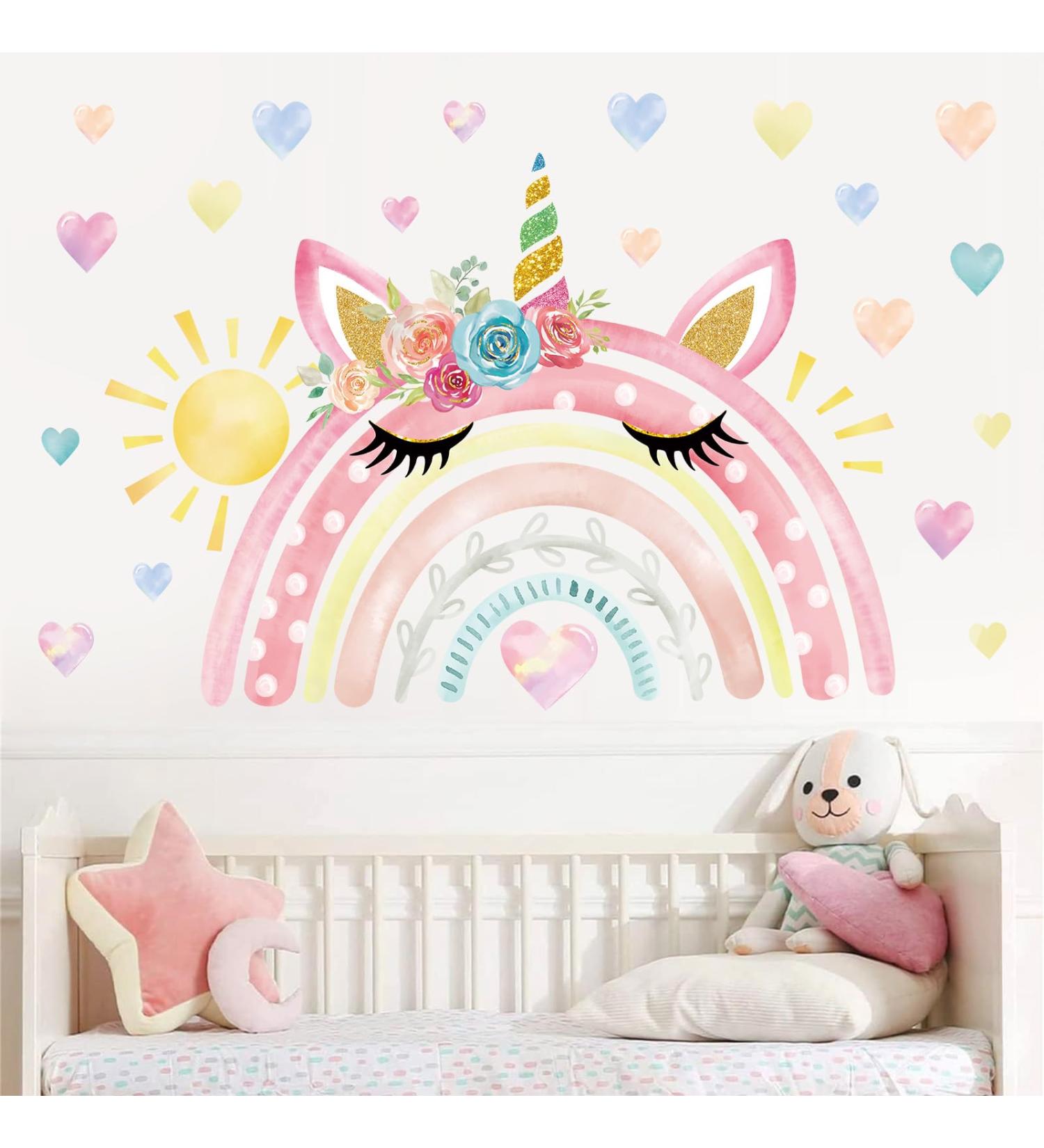 Wondever Watercolor Unicorn Rainbow Wall Stickers - Peel and Stick Decals for Girls Bedroom and Nursery - Buy Online on GoSupps.com