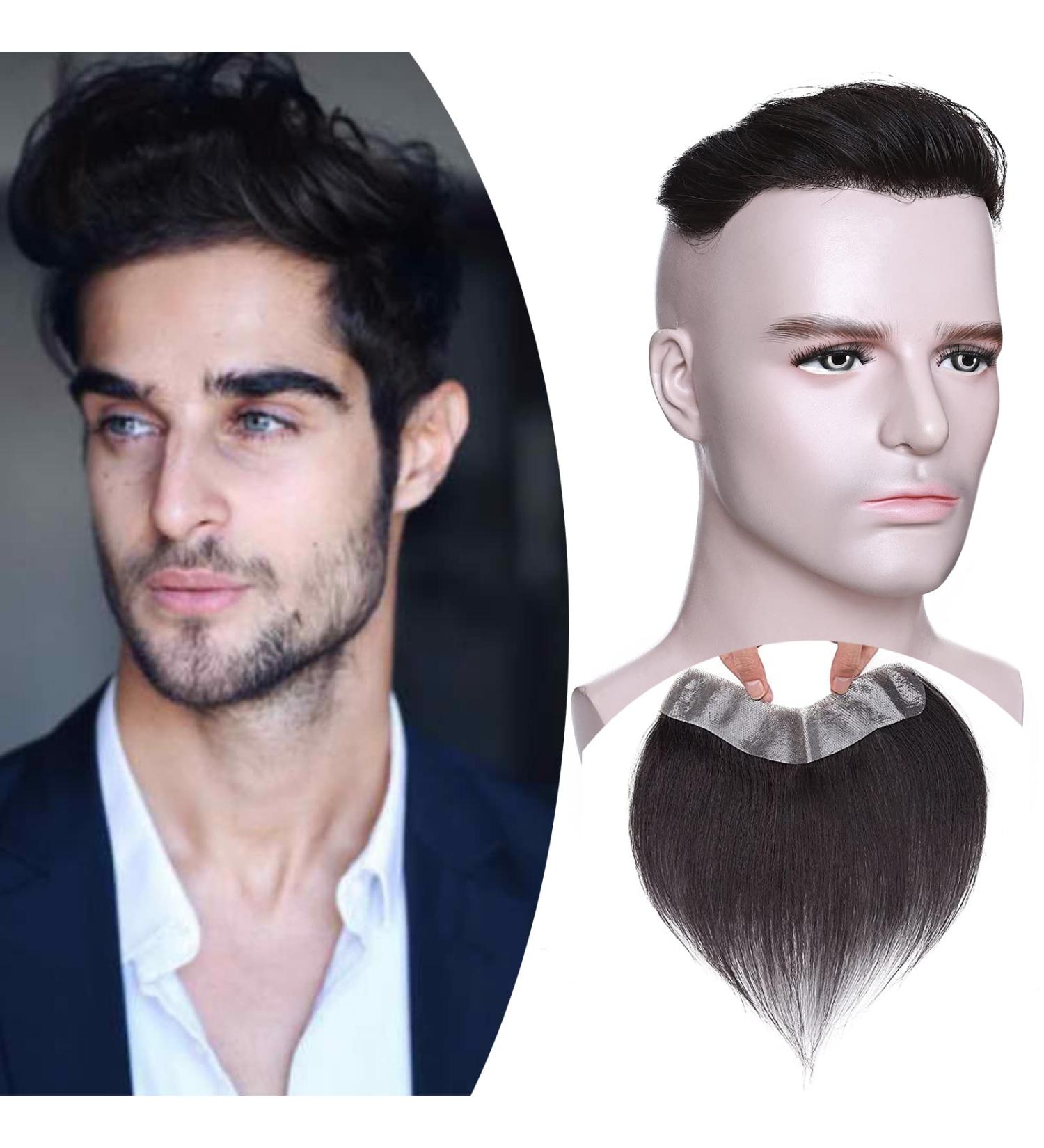 SEGO Men's Hairline V-Shape Remy Human Hair - Jet Black 6 Inch Thin 4x18 cm - Ultimate Hair Solution for Men - Buy Online on GoSupps.com