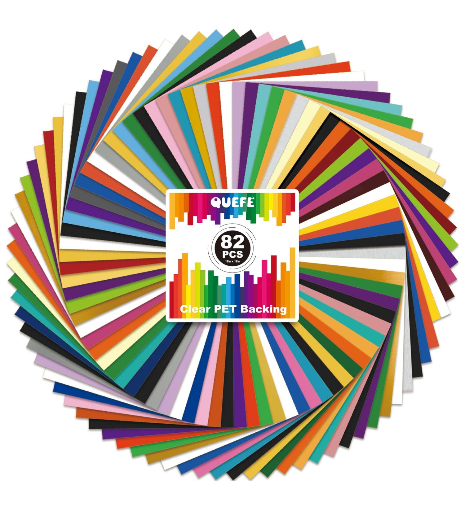 Quefe 82pcs Permanent Vinyl for Cricut - 12x12 Adhesive Vinyl Sheets in 40 Assorted Colors - Ideal for Signs, Scrapbooking, Car Decals, and Craft Cutters - Buy Online on GoSupps.com