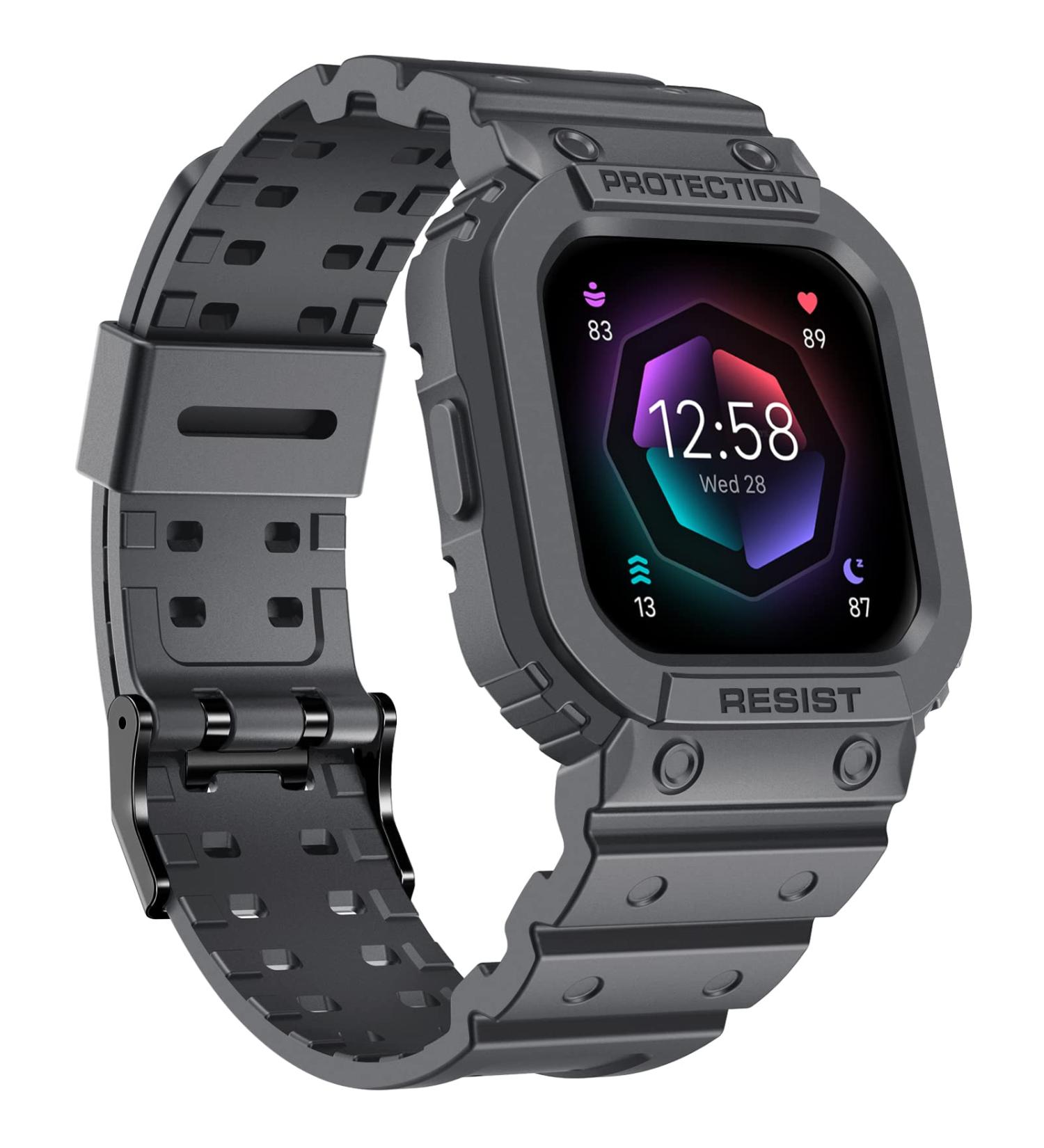 amBand Compatible for Fitbit Versa 4/ Fitbit Versa 3/ Fitbit Versa 2/ Fitbit Versa Lite/Fitbit Sense 2/ Fitbit Sense Bands with Case Protective Case Strap Rugged Sport Protector Wristbands Men Gray Gray Fitbit Sense 2/1 & Versa 4/3/2/1 & Versa Lite - Buy Online on GoSupps.com