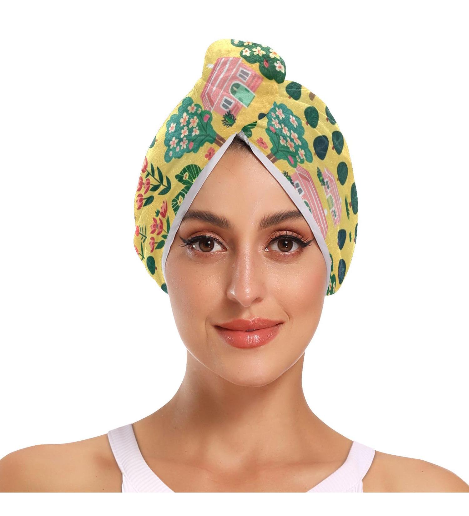 Tree and House 2 Pack Super Absorbent Hair Towels - Quick Dry Hair Turbans for Women & Girls - Perfect Hair Drying Solution - Buy Online on GoSupps.com