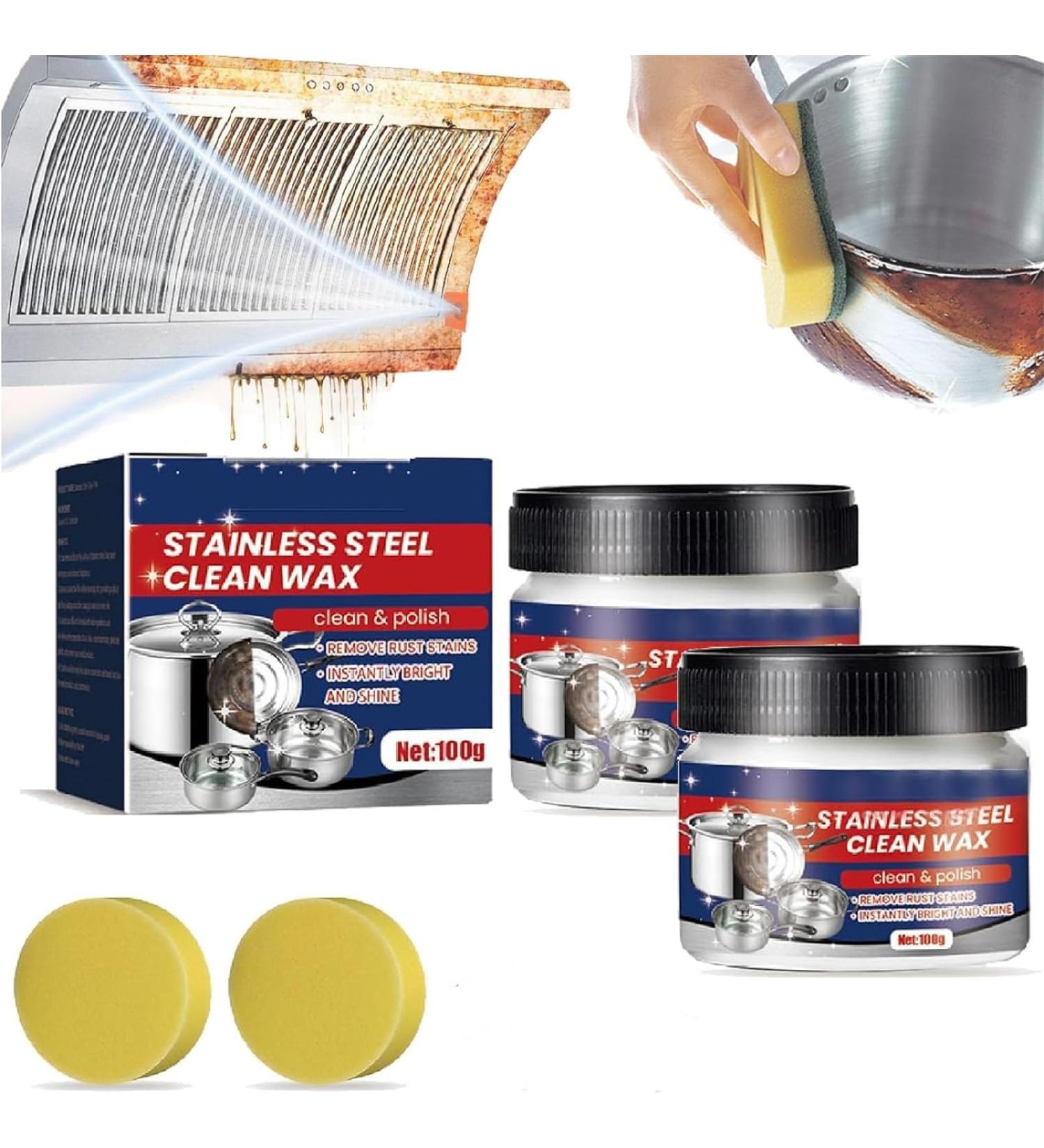 3 in 1 Stainless Steel Wax Cleaner Metal Polish Paste Rust Remover for Stainless Steel Ceramic Coating for Stainless Steel Appliances Stainless Steel Polish 2 Pcs - Buy Online on GoSupps.com