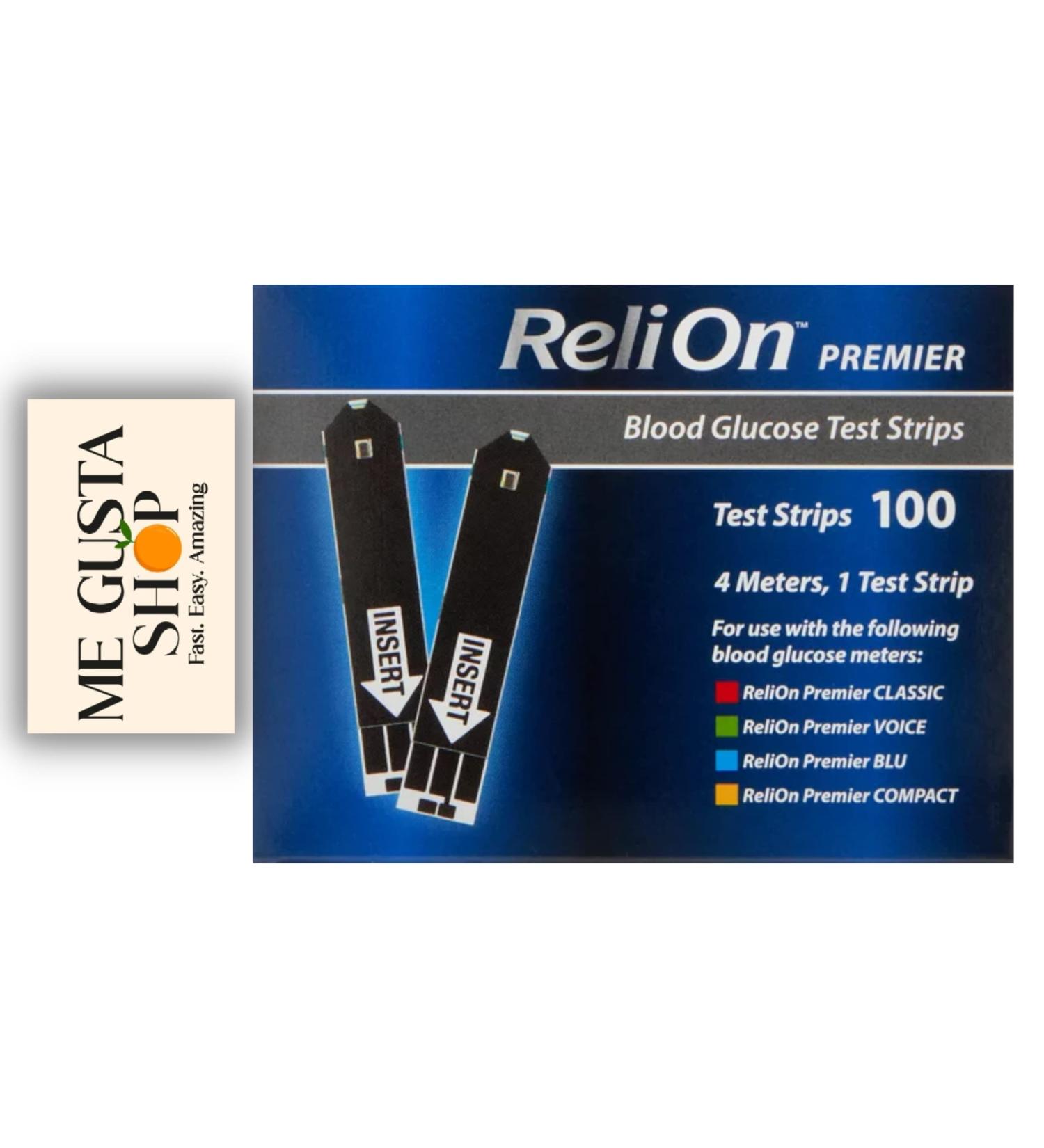 ReliOn Premier Blood Glucose Test Strips 100 Count + Me Gustas Stickers - Buy Online on GoSupps.com