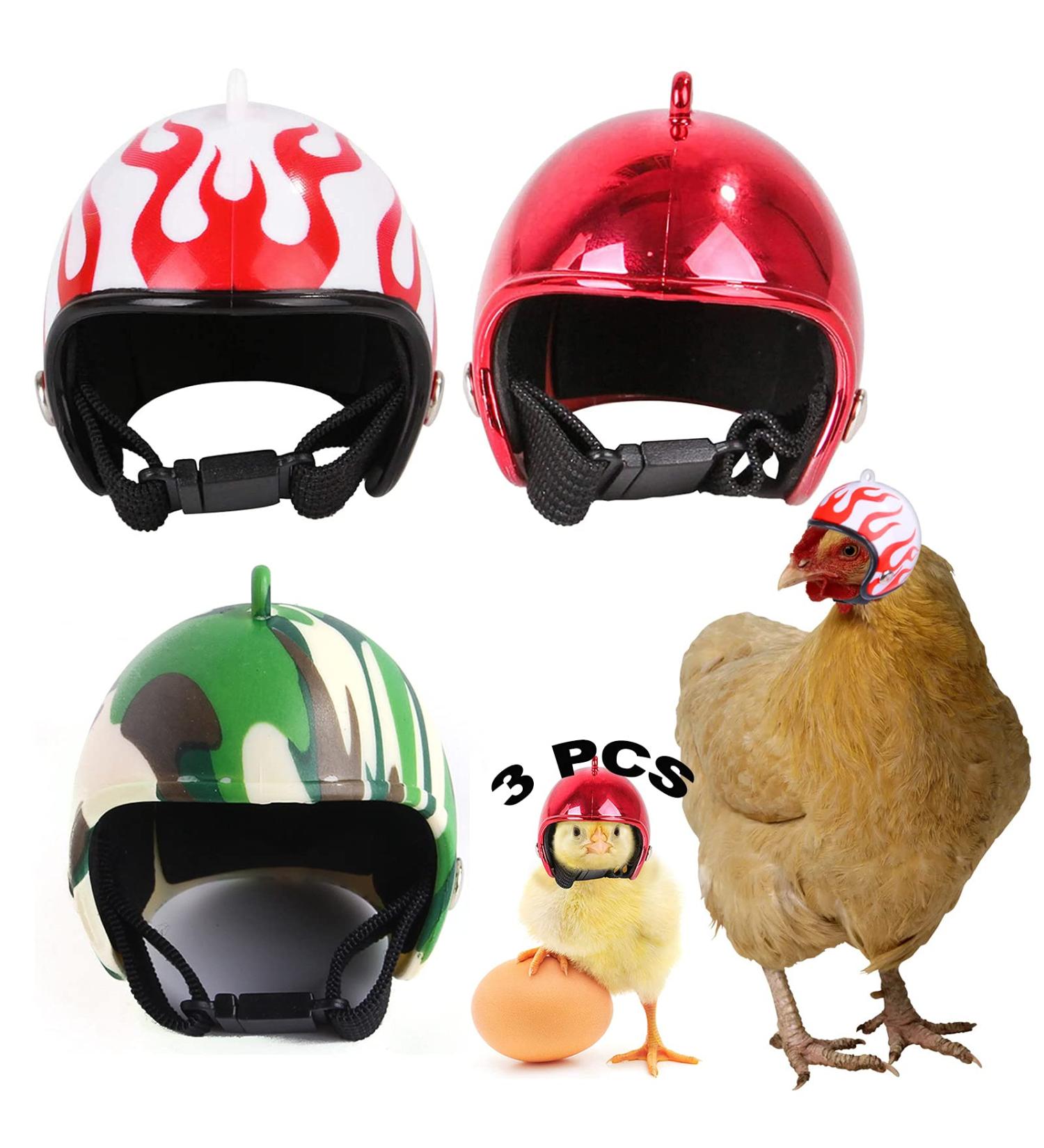 Chicken Helmet Headgear - 3-Piece Plastic Pet Protection Helmets for Chickens & Ducks - Adorable Durable 3 Colors - Buy Online on GoSupps.com