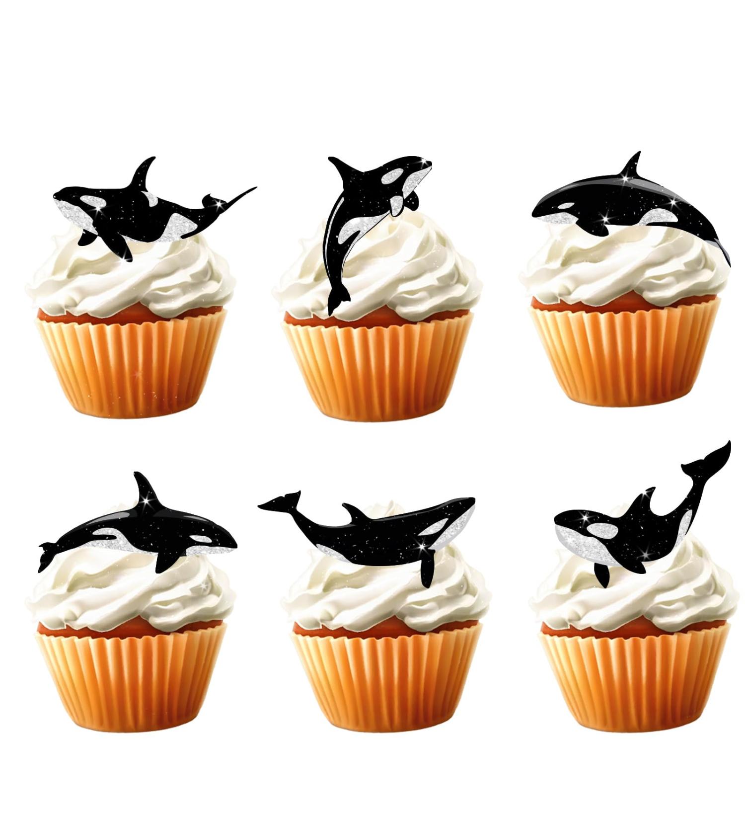 18pcs Killer Whales Cupcake Toppers for Boys Girls Baby Shower Fish Happy Birthday Cake Decor Under the Sea Ocean Themed Party Decorations Supplies - Buy Online on GoSupps.com