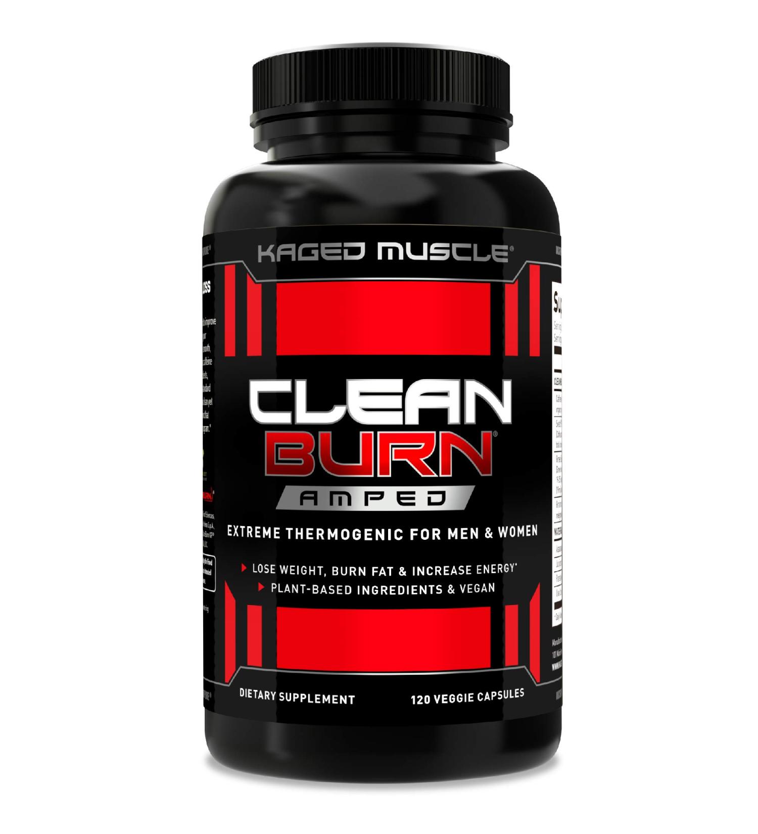 Kaged Muscle Clean Burn Amped Extreme Thermogenic for Men & Women  Weight Loss Supplement with Organic Caffeine  120 Veggie Caps Stimulant 120 Count (Pack of 1) - Buy Online on GoSupps.com