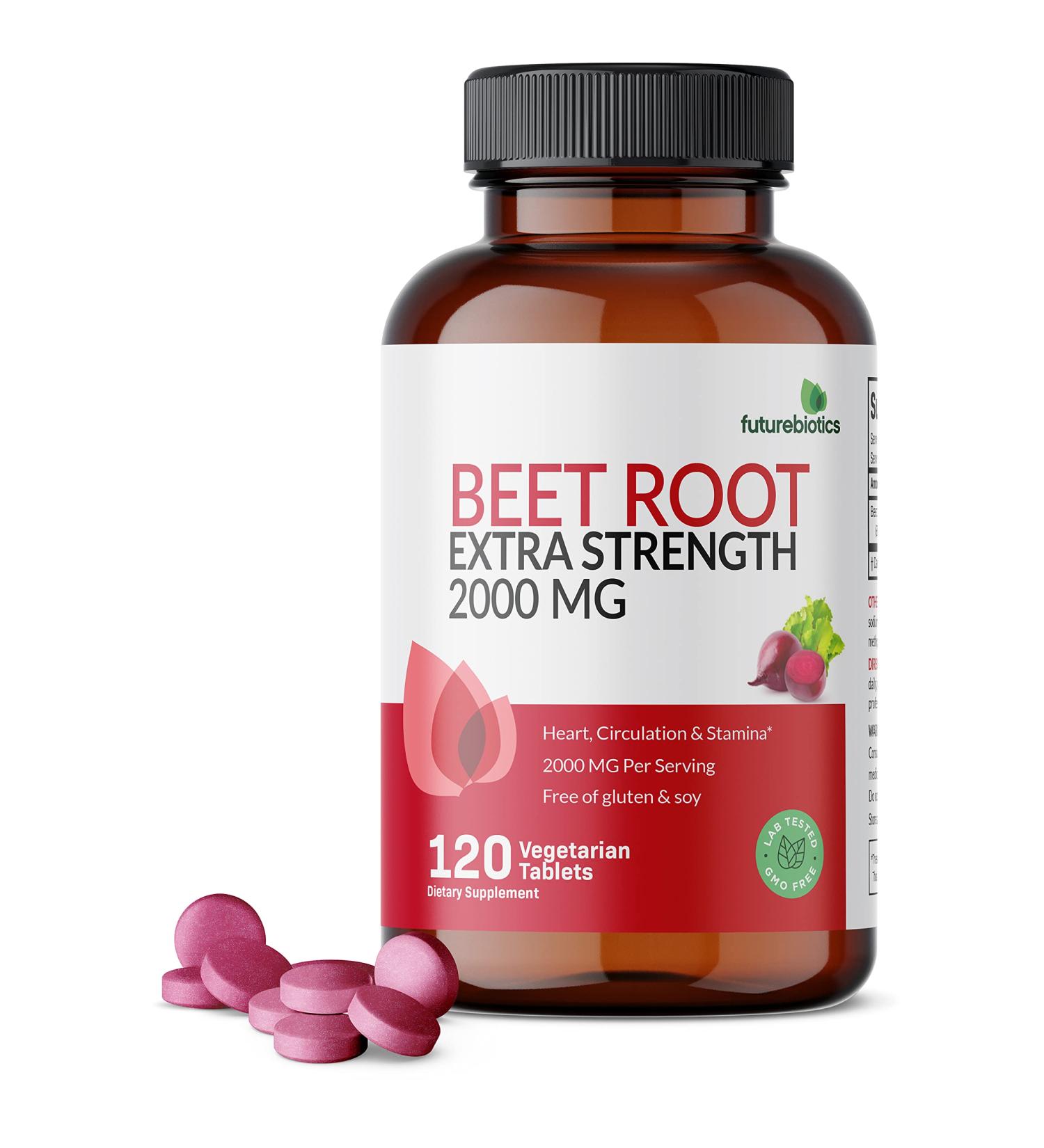 Futurebiotics Beet Root Extra Strength 2000mg - 120 Vegetarian Tablets for Heart Health & Stamina | Non-GMO, 120 Count - Buy Online on GoSupps.com