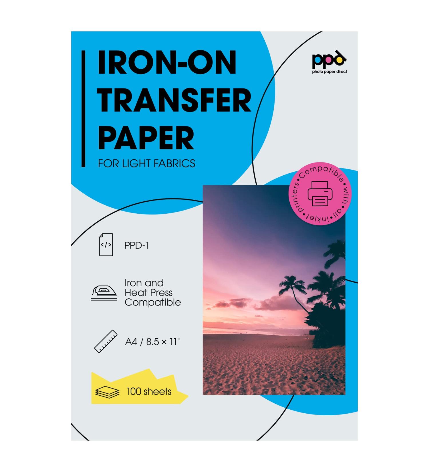 PPD Inkjet Premium Iron-On Light T Shirt Transfer Paper 8.5x11 - Pack of 100 Sheets (PPD001-100) - Buy Online on GoSupps.com