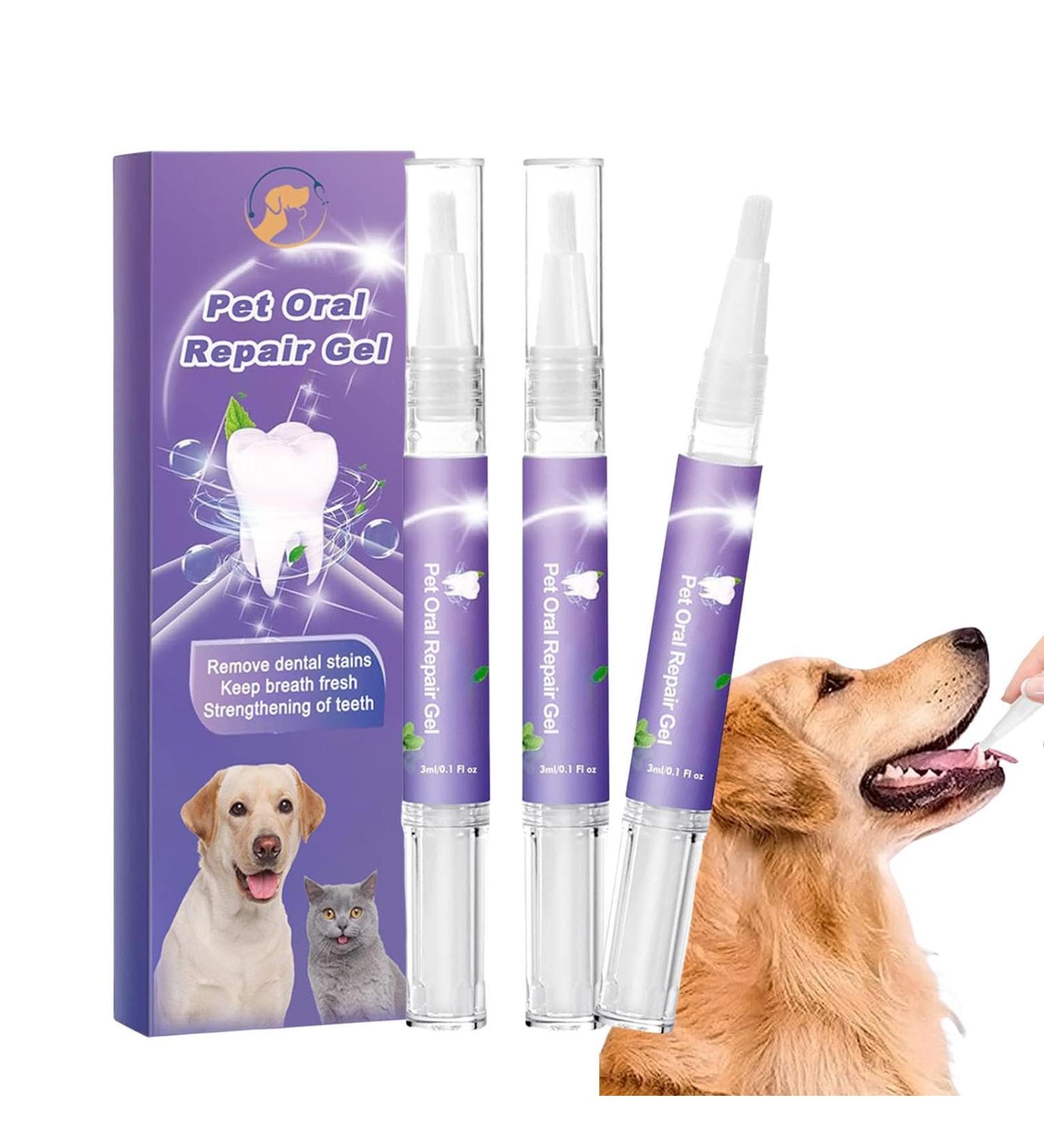 Pet Oral Repair Gel Teeth Cleaning Agent Pet Oral Restorative Gel Dog Teeth Deep Cleaning Pen Teeth Brightening Pen for Pet Pet Teeth Cleaning Pen-1/2/3 Pieces - Buy Online on GoSupps.com