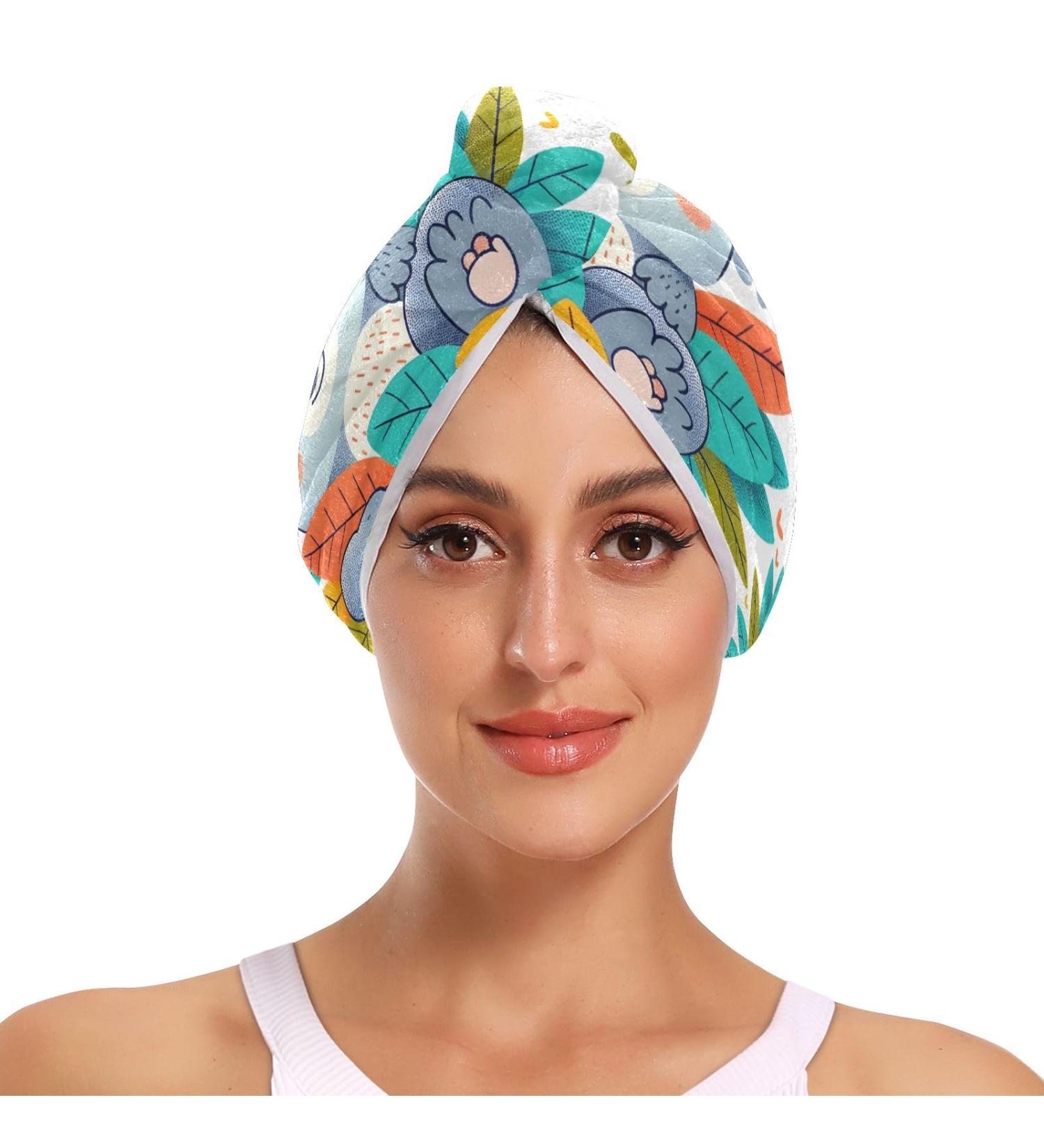 Koala Rainbow Leaf Hair Towel 2 Pack - Super Absorbent Quick Dry Hair Turbans for Women & Girls - Buy Online on GoSupps.com