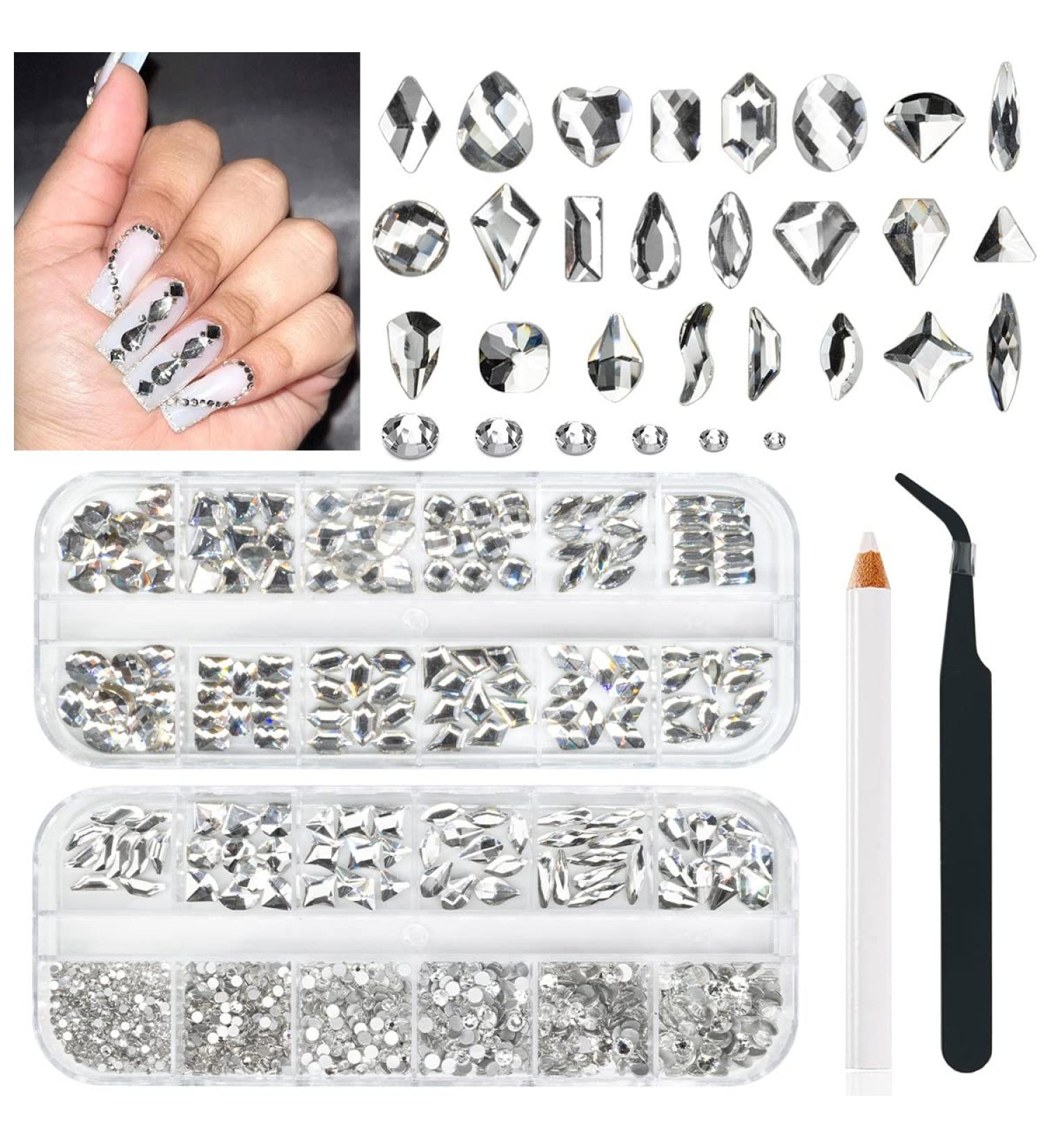 1420Pcs Crystal Clear Nail Rhinestones & Beads Set - Nail Art Supplies for Nails, Faces, Eyes - K9 Glass Stones & Diamonds - Buy Online on GoSupps.com