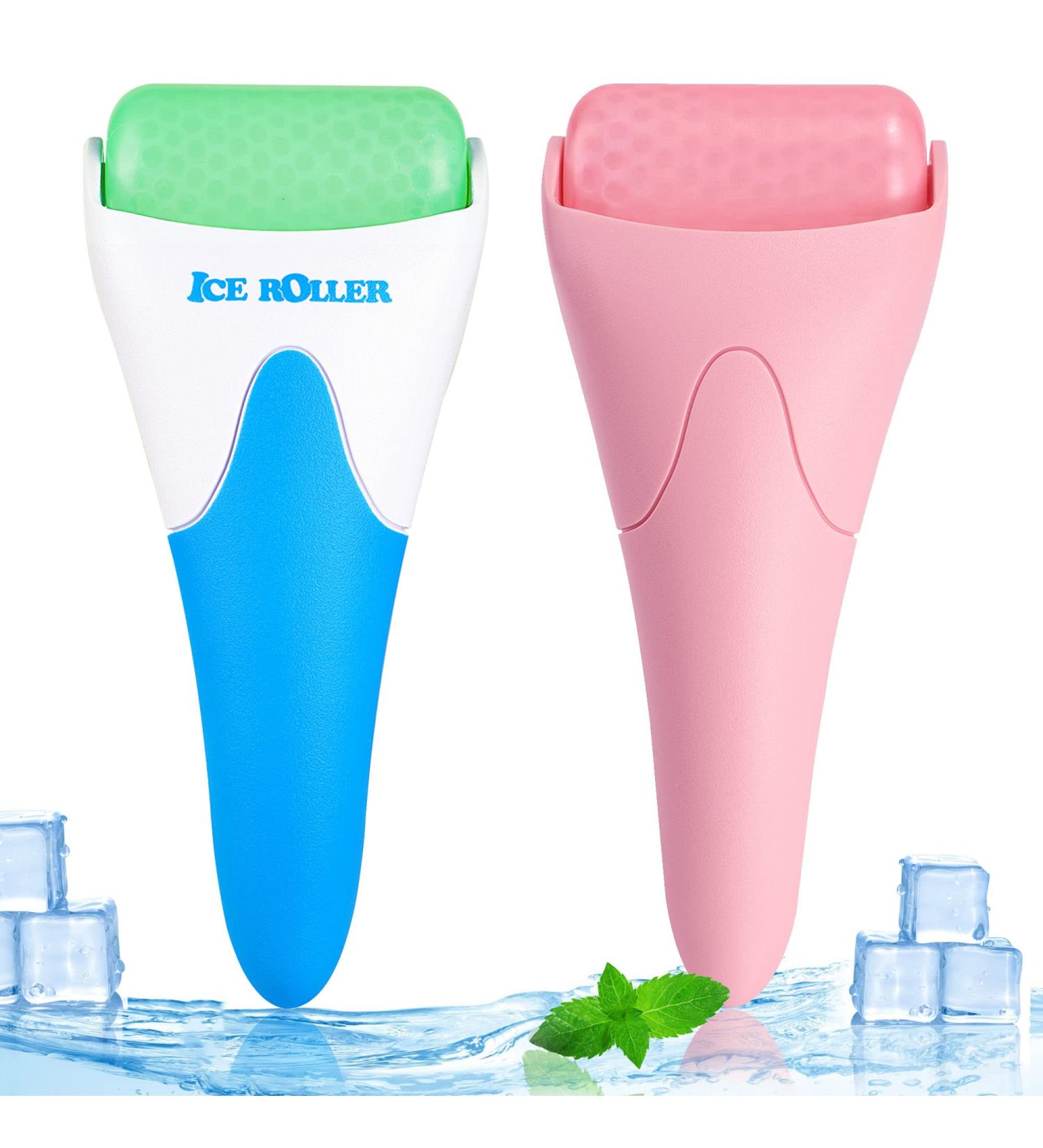2 Pack Ice Rollers for Face, Eyes, and Body Relief - Skin Care Tool for Migraine Relief and Blood Circulation - Green + Pink - Buy Online on GoSupps.com