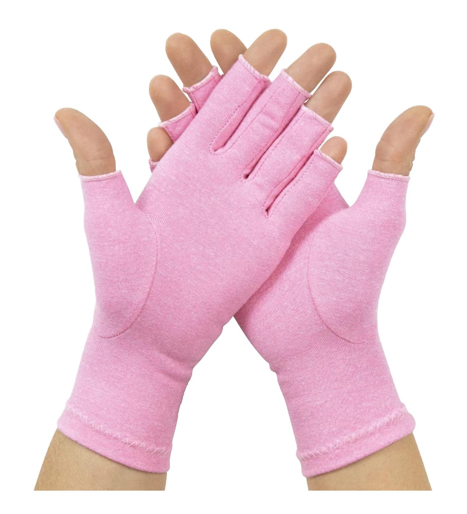 Buy Copper Compression Arthritis Gloves - Best Copper Infused Support for Hands Fingers & Carpal Tunnel Relief - Fingerless Design for Men & Women - Pink Medium - Buy Online on GoSupps.com