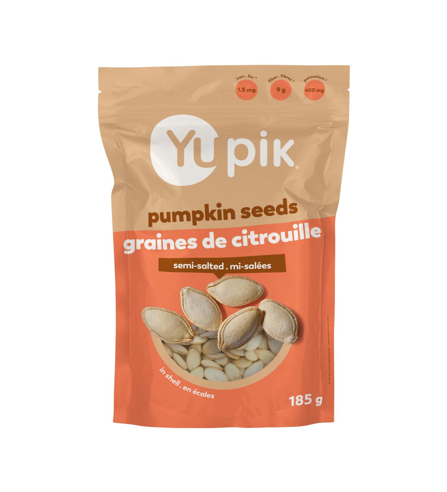 Yupik Semi-Salted Pumpkin Seeds in Shell 185 g Kosher Gluten-Free Seeds With Sea Salt Healthy Snacks Rich in Fiber - Buy Online on GoSupps.com