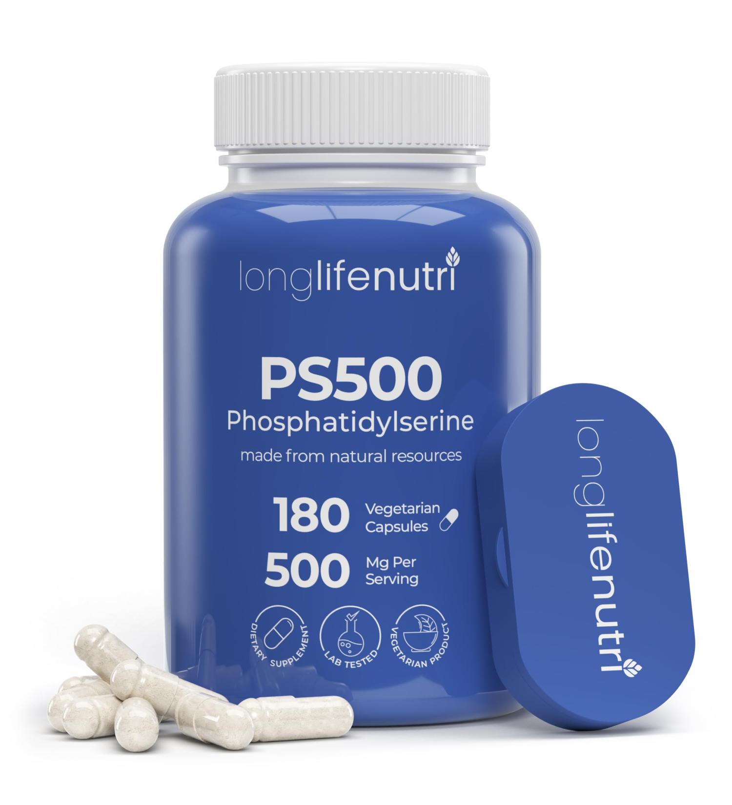 Phosphatidylserine Pure 500mg 180 Vegetarian Pills 3-Month Supply Supplement for Strengthening Memory Focus & Cognitive Function Made in USA Lab Tested Soy Free Non GMO - Buy Online on GoSupps.com