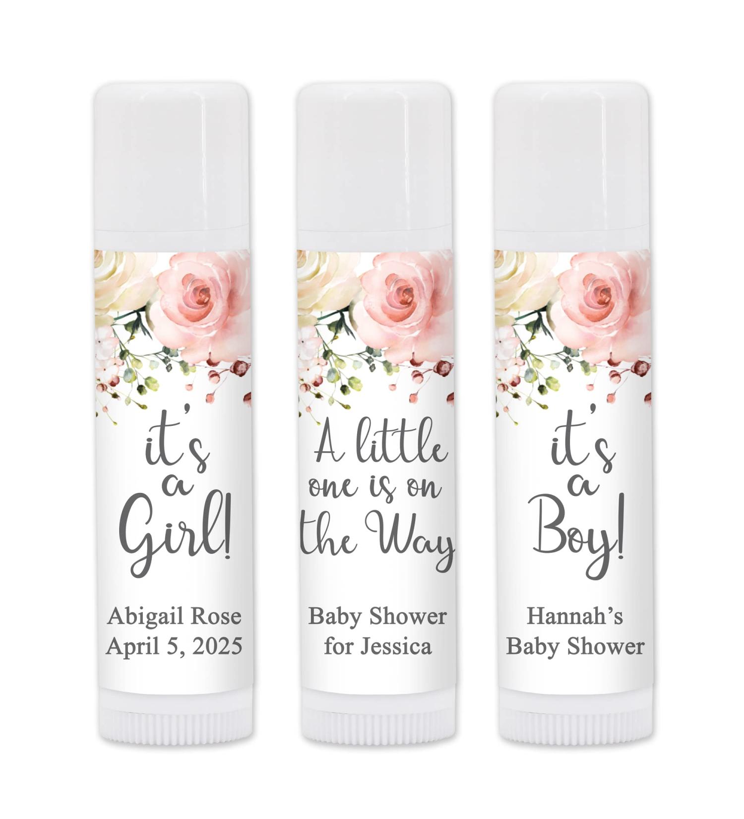 Baby Shower Lip Balm Favor Personalized Lip Balm Favors Gender Reveal Baby Shower Pink and White Floral Themed Baby Shower Baby Shower Girl - Set of 24 - Buy Online on GoSupps.com