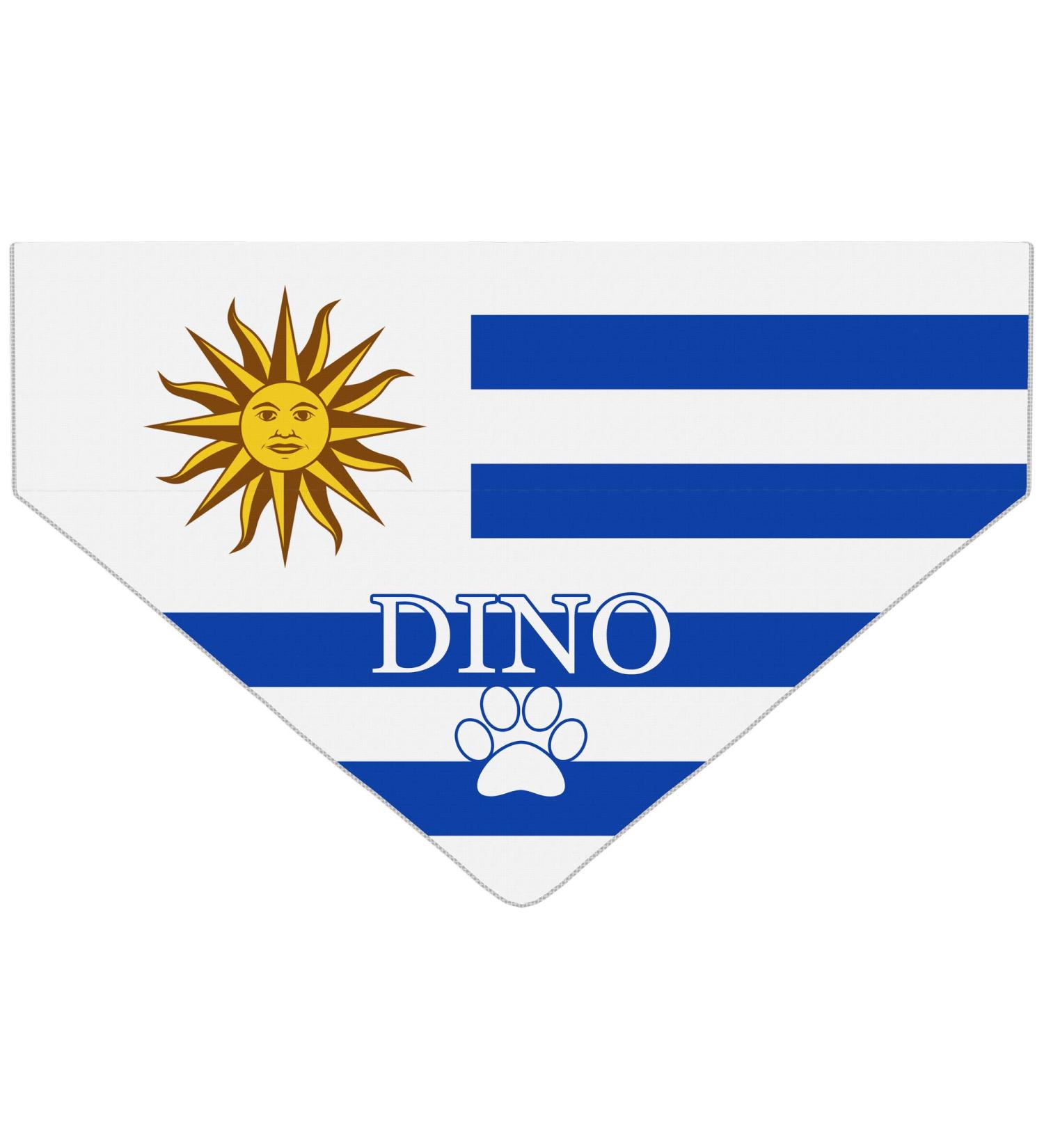 Dog hollow motif: football games sports Olympic Games personalized triangular cloth for pets is attached to the collar (flag: Uruguay)