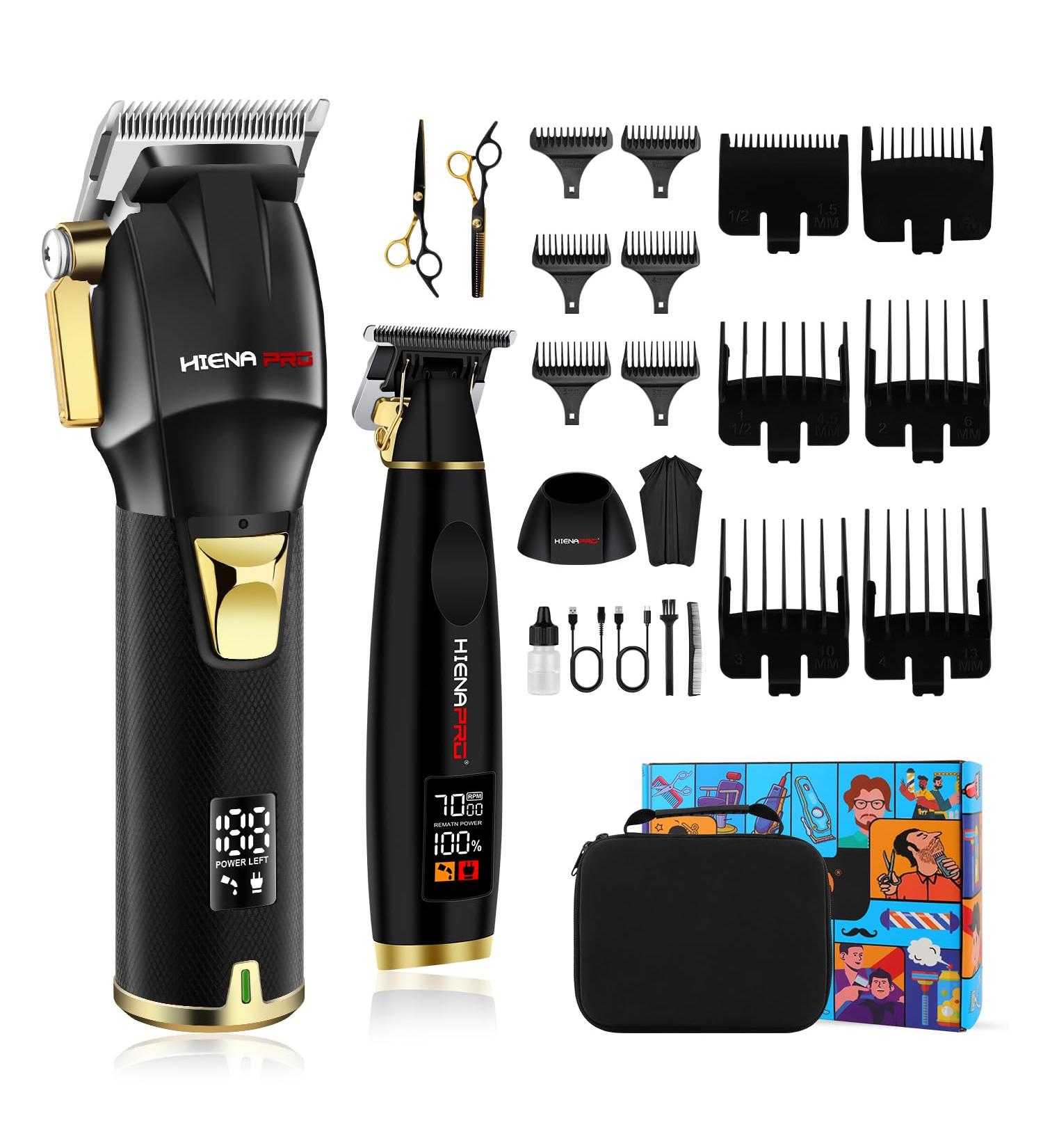 HIENA PRO Professional Hair Clippers Set for Men Cordless Barber Kit Rechargeable Hair Cutting Set Clippers and Trimmers Set Clippers for Men Haircut with LED Display USB Charging Gifts for Men - Buy Online on GoSupps.com
