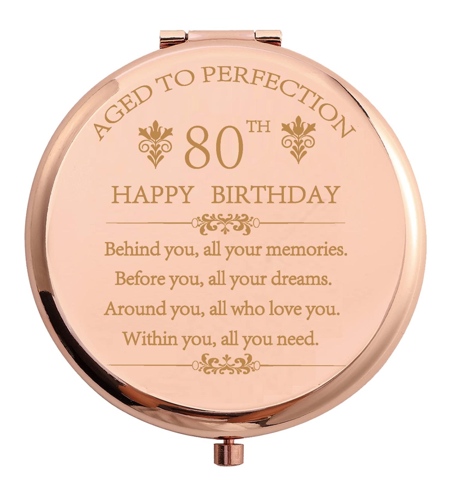 COFOZA 1943 80th Birthday Stainless Steel Rose Gold Compact Mirror - Gift for 80-Year-Old Woman, Grandmom, Mother - Includes Gift Box - Buy Online on GoSupps.com