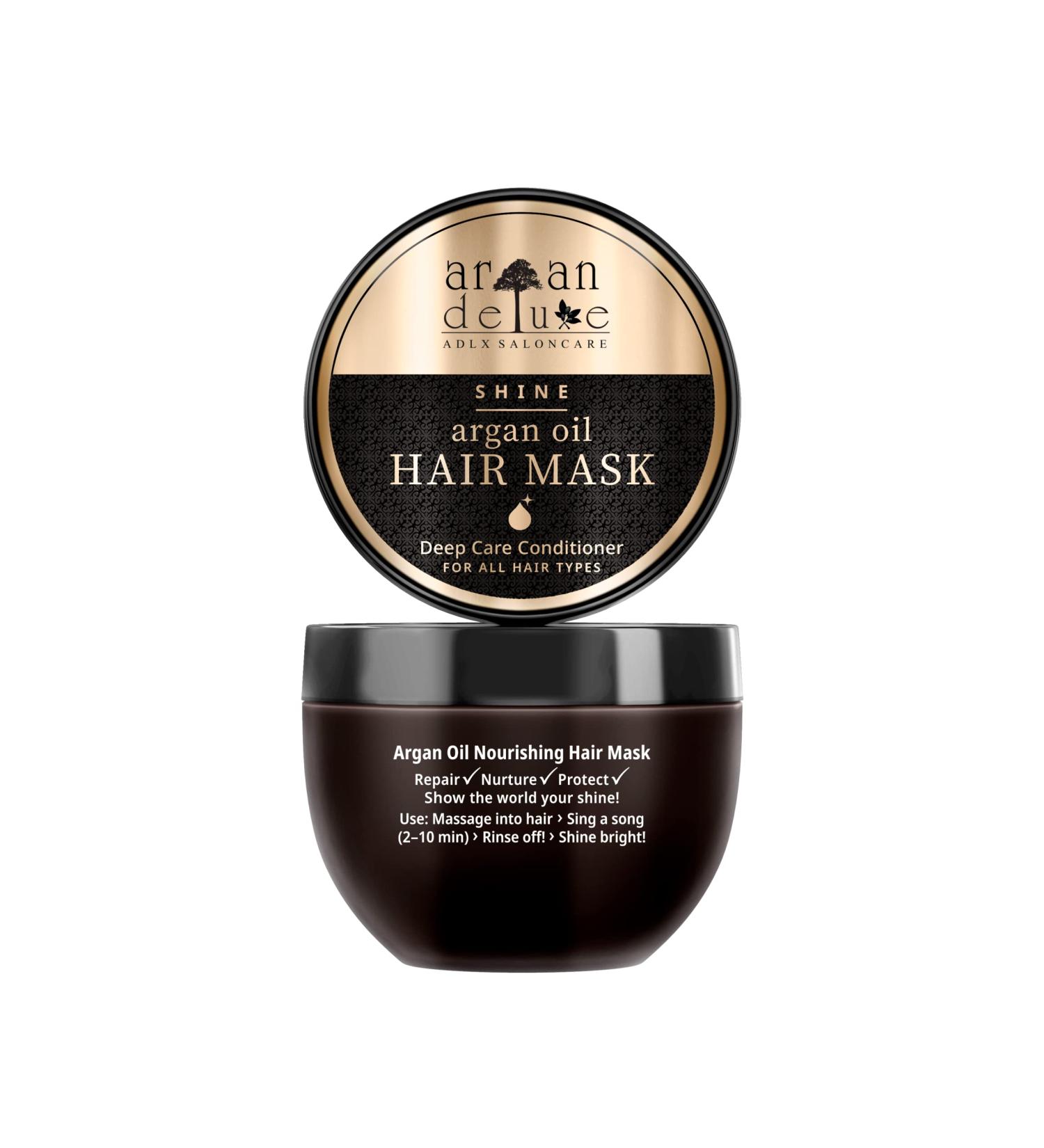 Argan Deluxe Haarmask - Intense Argan Oil Treatment for Frizz & Damaged Hair - 250ml Hydrating Hair Mask from Morocco - Buy Online on GoSupps.com